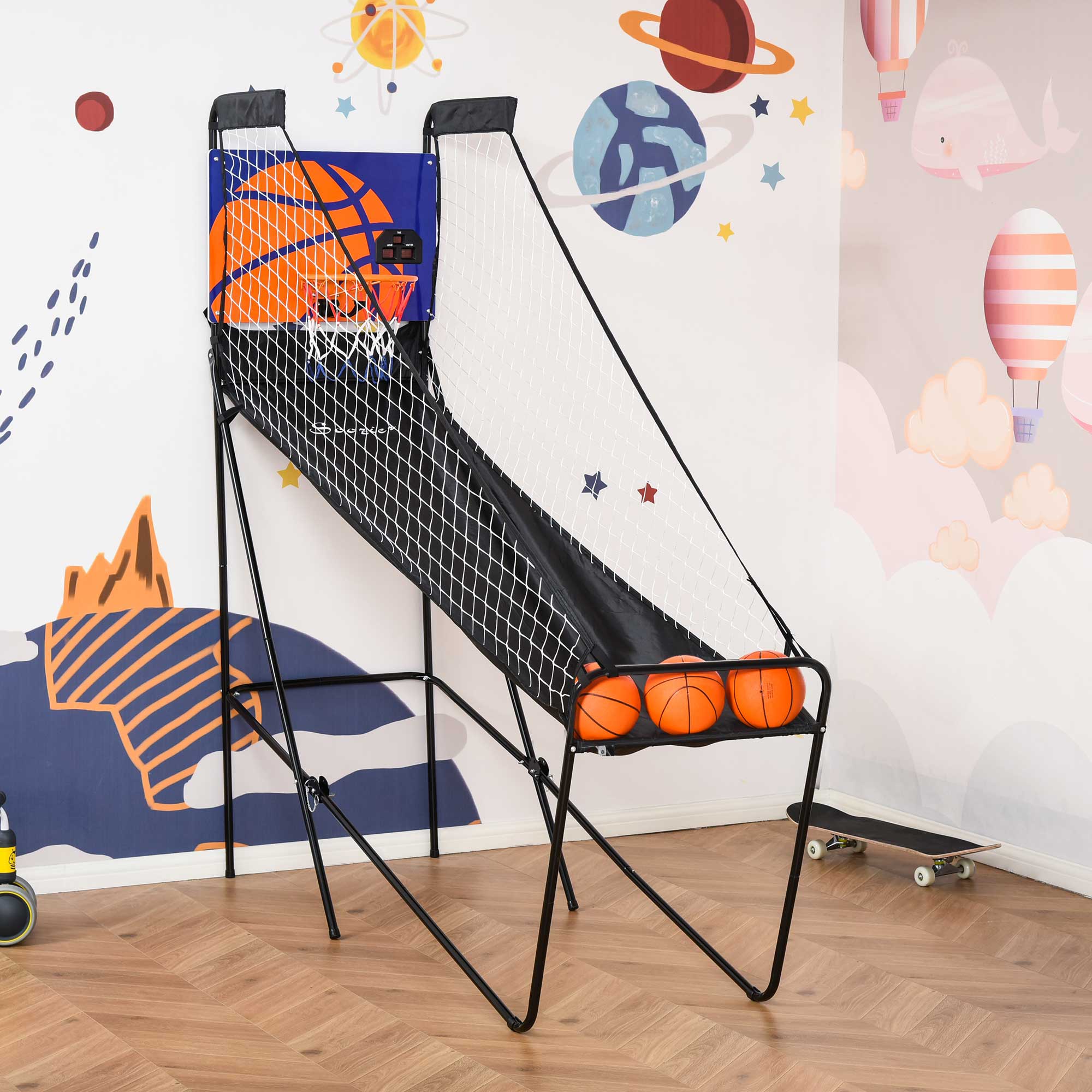 Soozier Basketball Hoop Arcade Game with Electronic Score Board for 1 to 2 Players, Black Aosom Canada