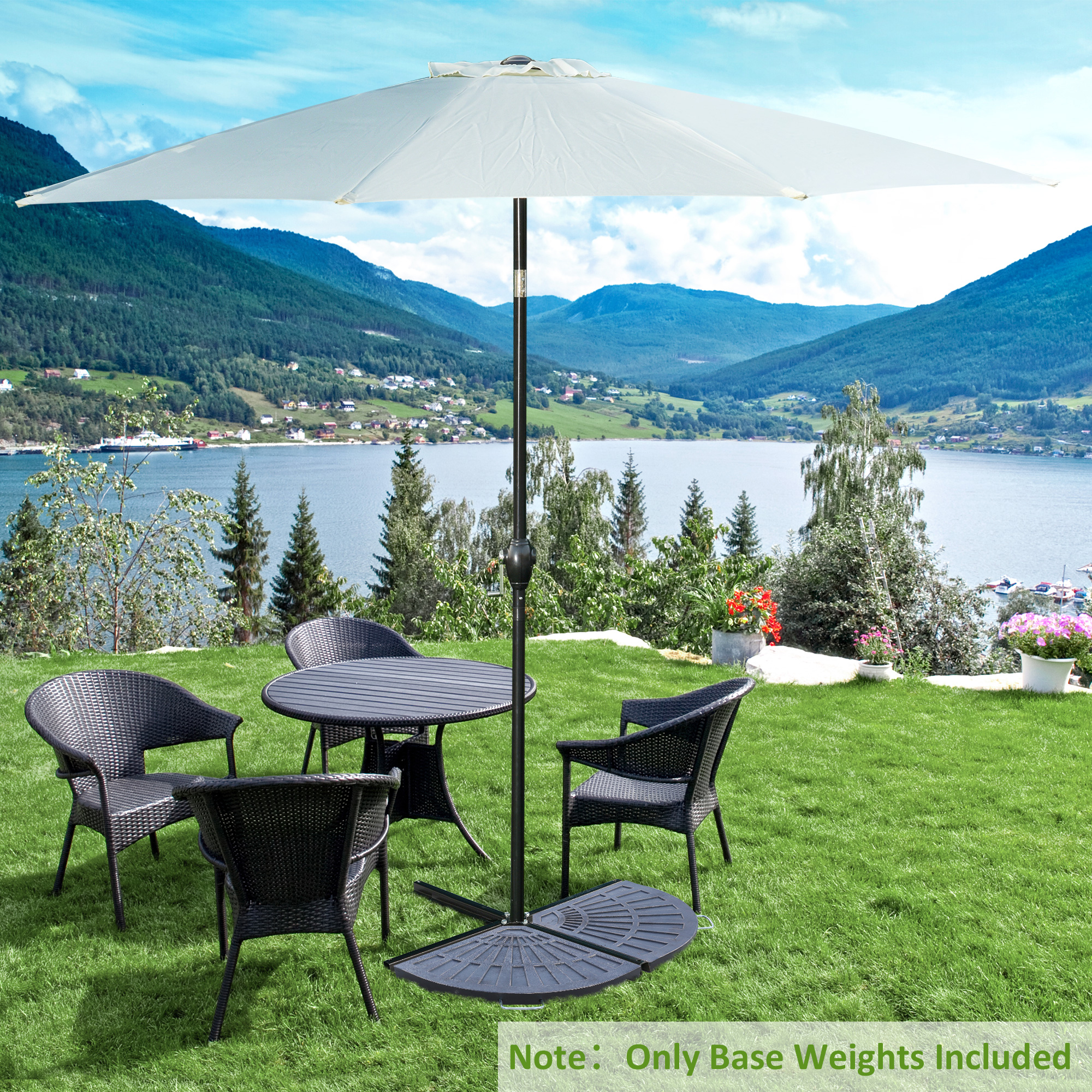 Outsunny Resin Umbrella Base Weights: 2pc 61.6lb Flabelliform Bronze Garden Parasol Stands Aosom Canada