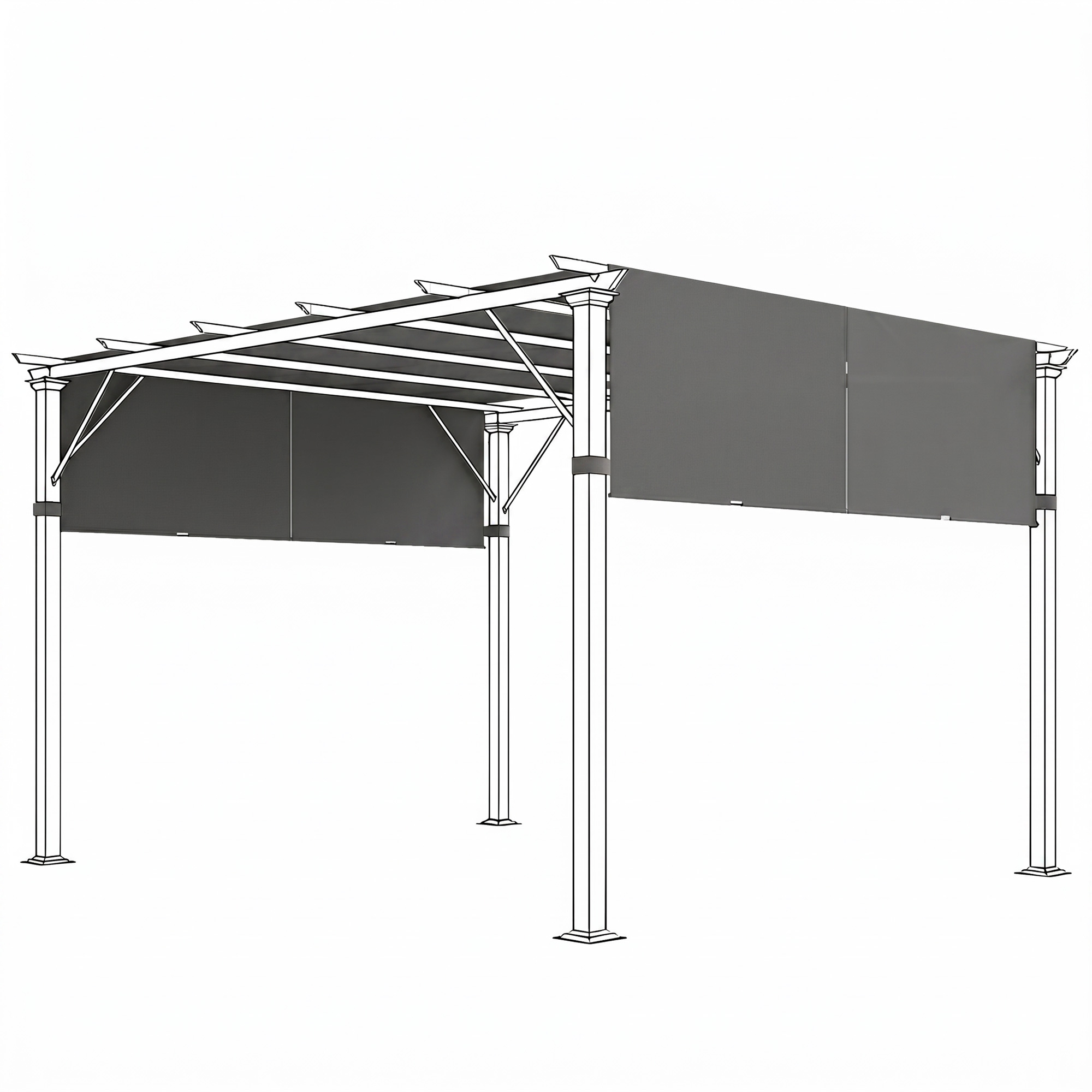 Outsunny 2 Pcs Pergola Replacement Canopy, UV Protection Pergola Shade Cover, Easy to Install, for 10 x 10ft Pergola, Dark Gray