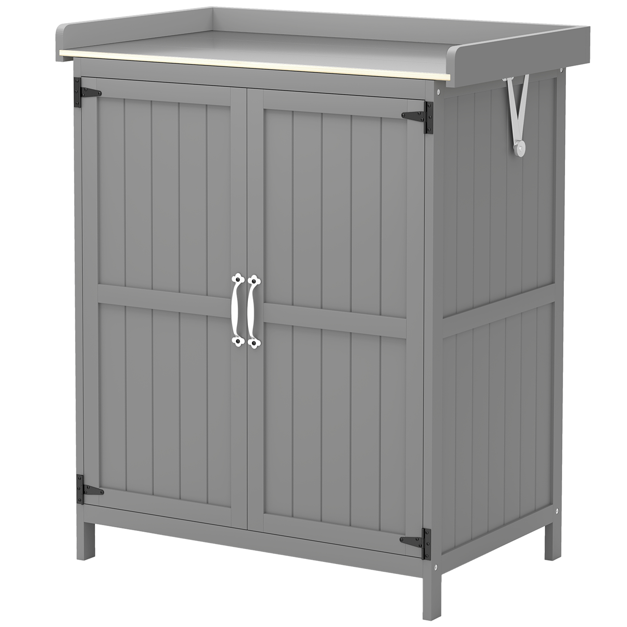 Outdoor Storage Cabinet Metal Tabletop Potting Bench
