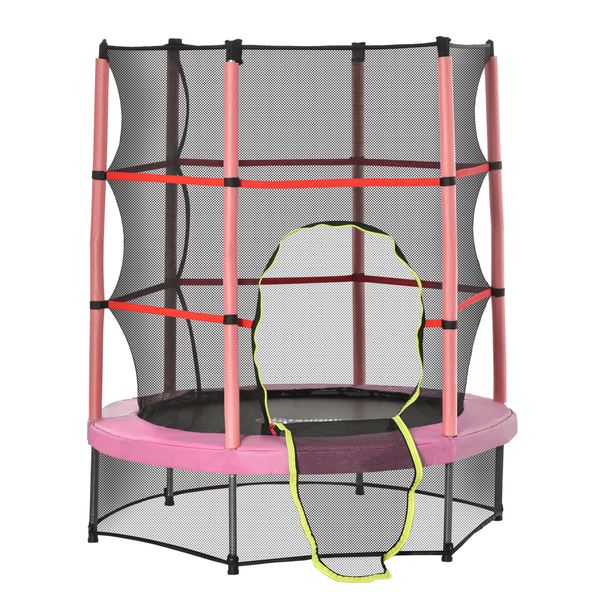 Outsunny Φ5FT Kids Trampoline with Enclosure Net for Age 3 to 6 Years Pink