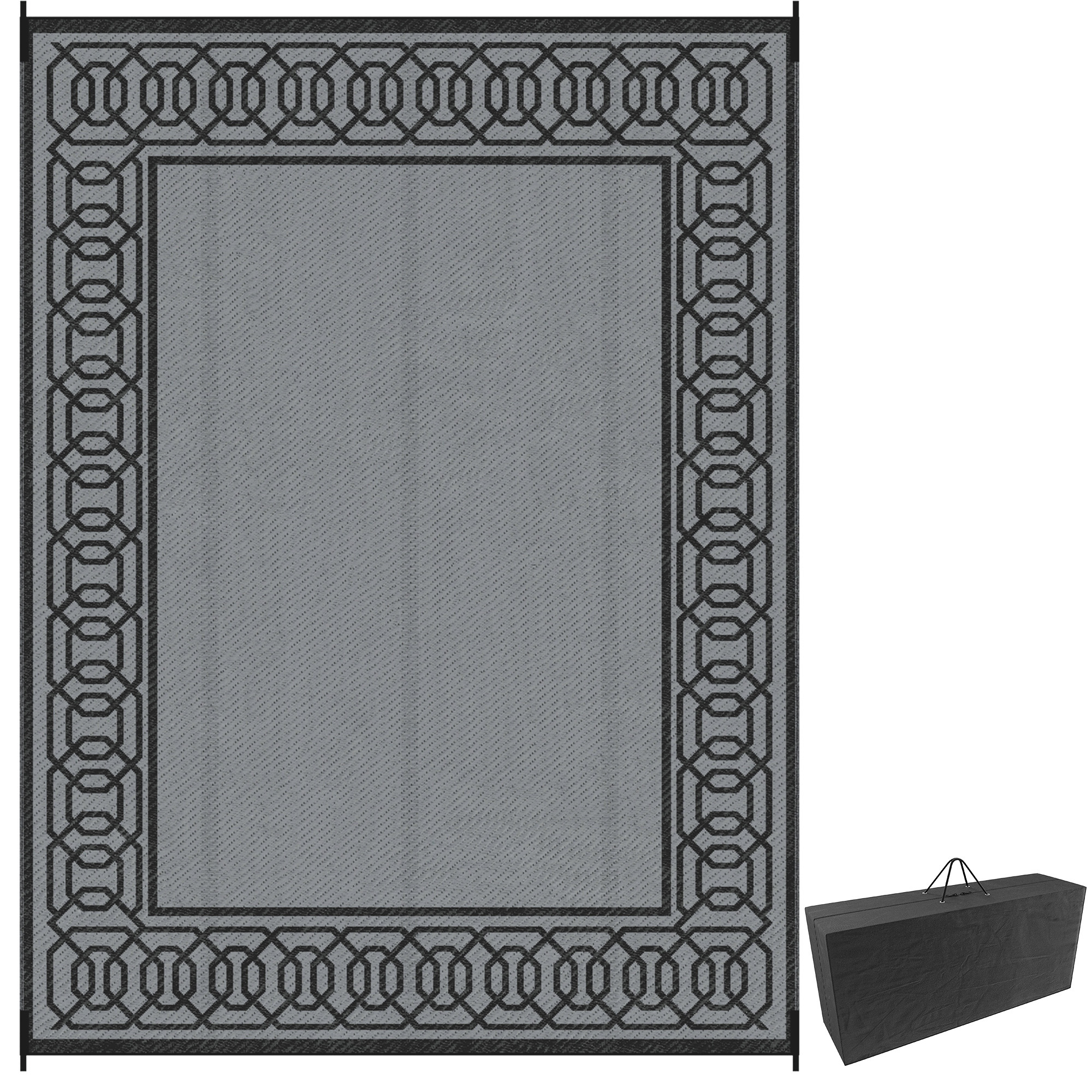 Reversible Plastic Straw Outdoor Rug 9x12