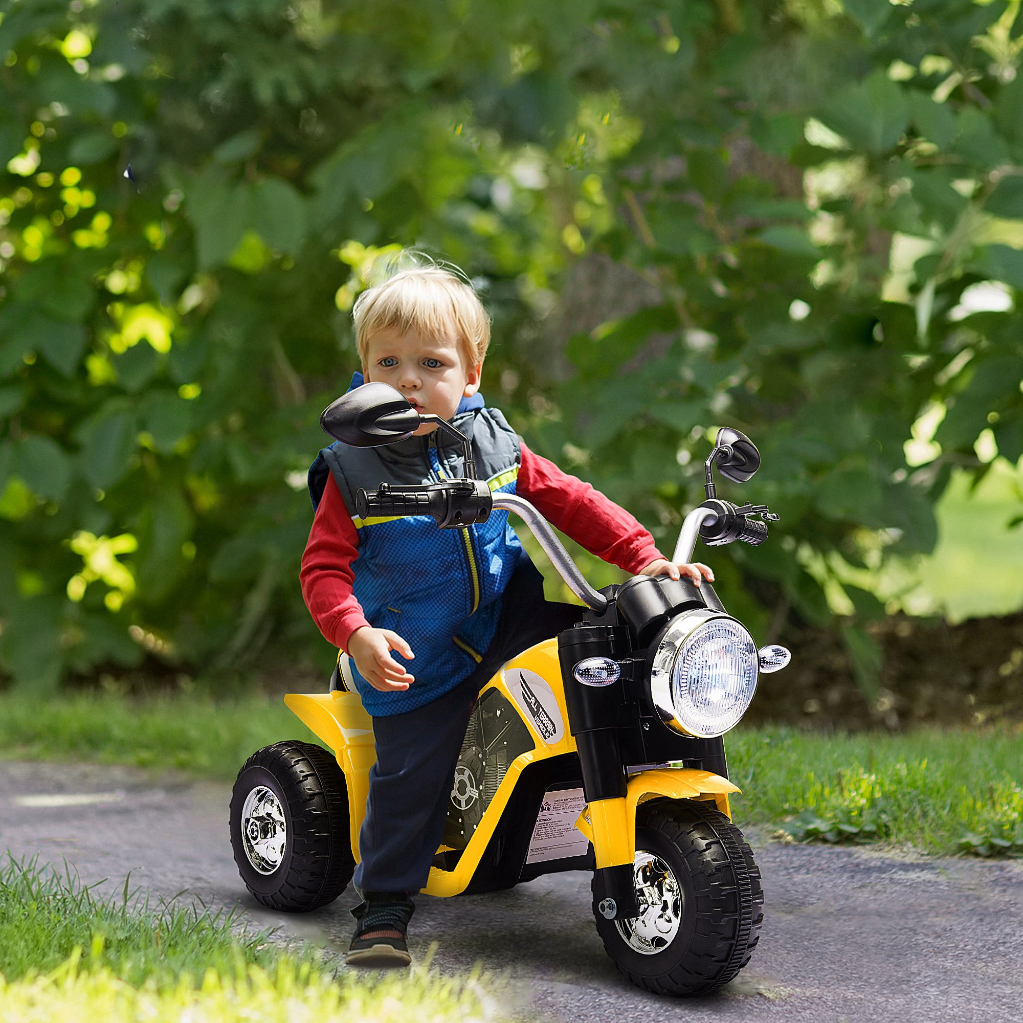 Aosom 6V Electric Kids Motorcycle Ride-On Dirt Bike 3-Wheels with Horn Headlights Yellow for Toddlers Aosom Canada