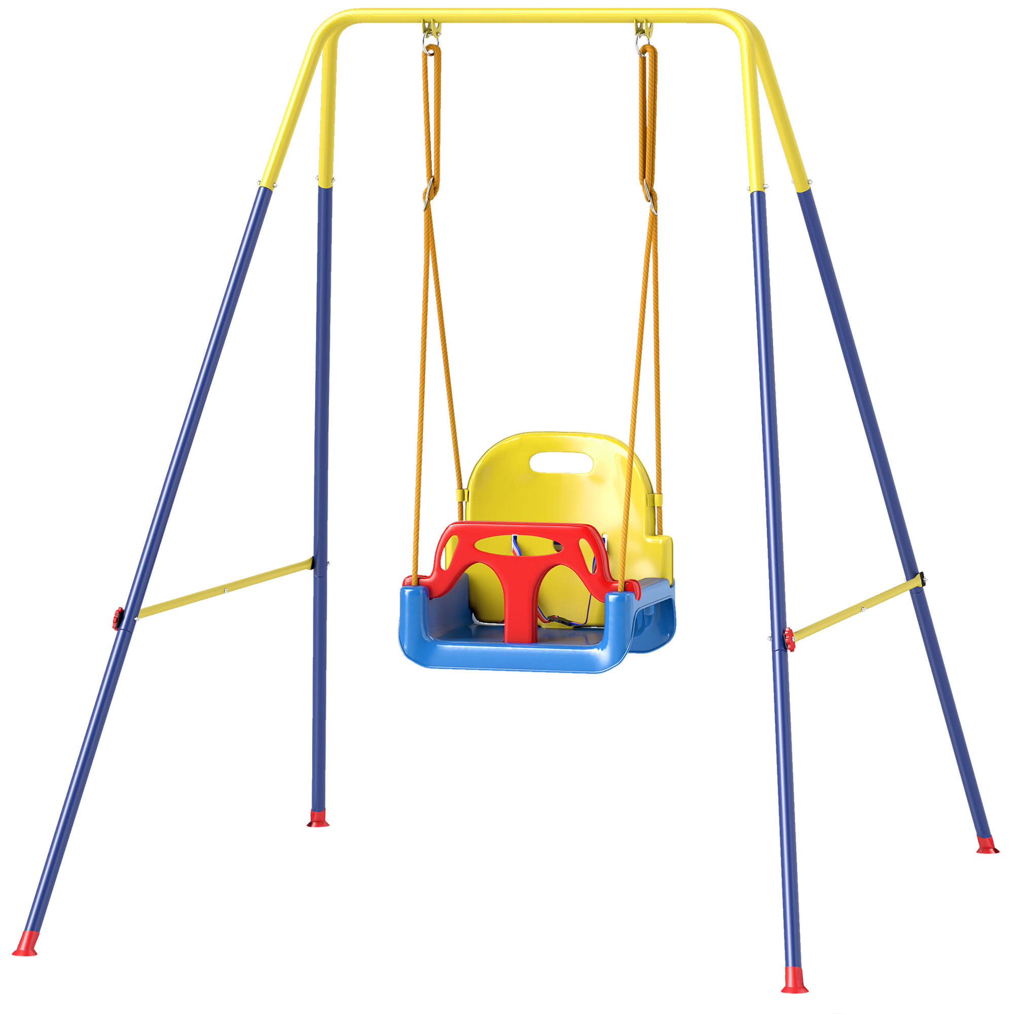 Qaba Qaba 3 in 1 Toddler Swing Set, Folding Child Swing Set with Seat Belt, Adjustable Seat for Outdoor Indoor, Blue - $70.99 at Aosom US