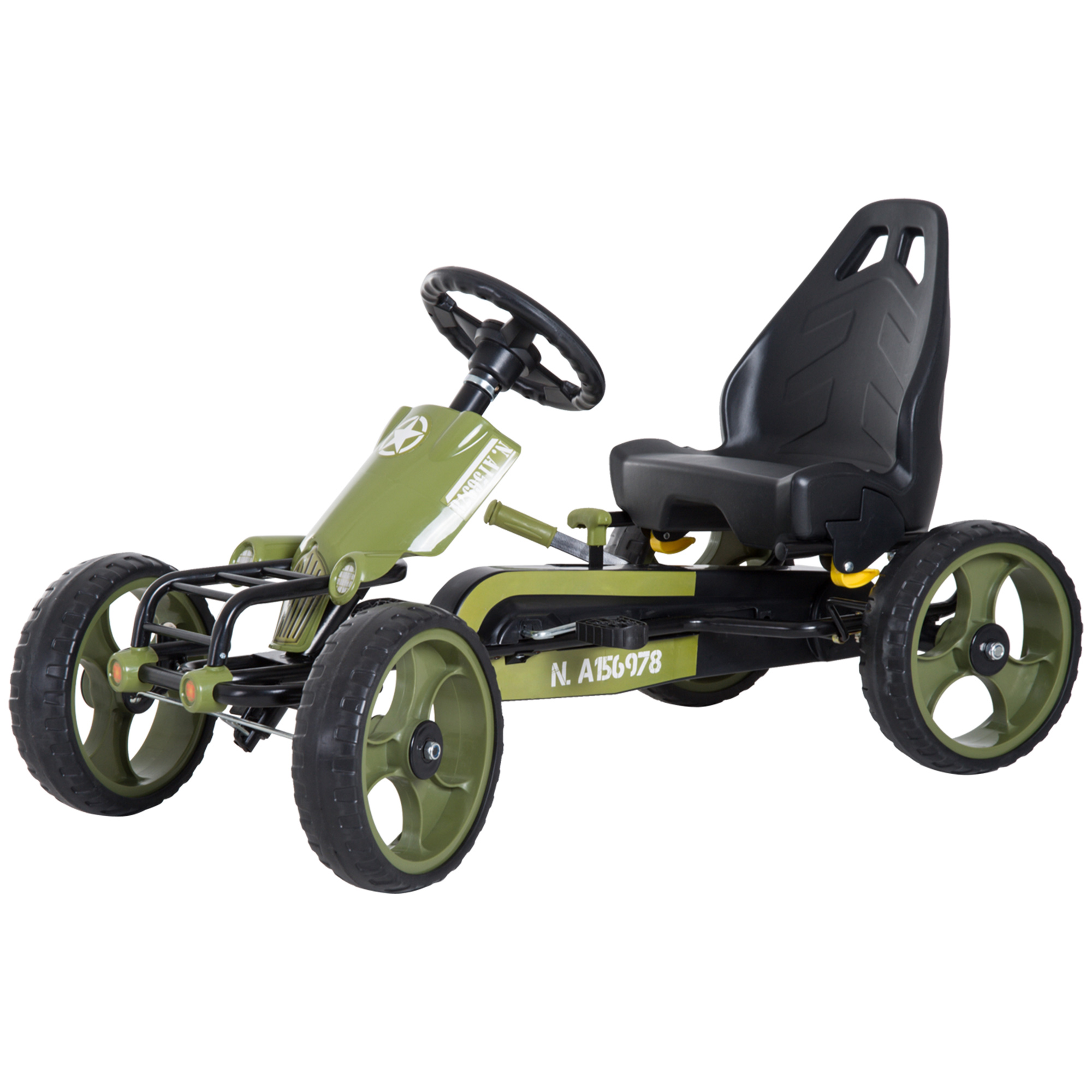 Aosom Pedal Go Kart for Kids with Adjustable Seat for 3-6 Year Old Boys and Girls, Green