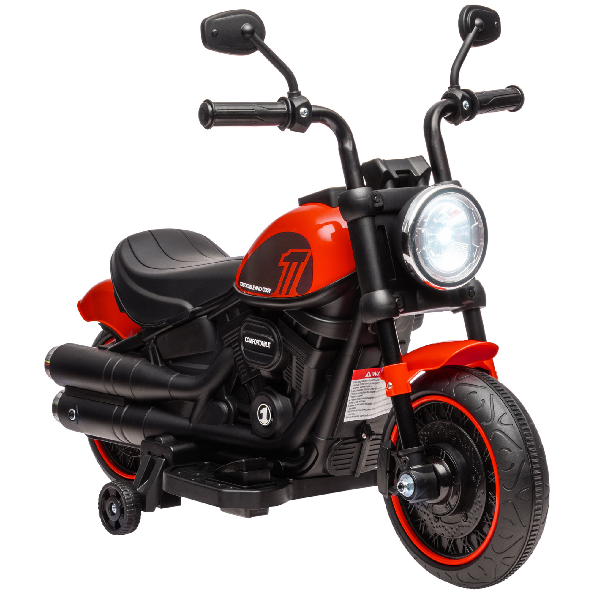 Aosom Aosom 6V Ride-on Motorcycle for Kids with Training Wheels Red Battery-Operated Motorbike Single-Button Start | Aosom.com - $72.99 at Aosom US