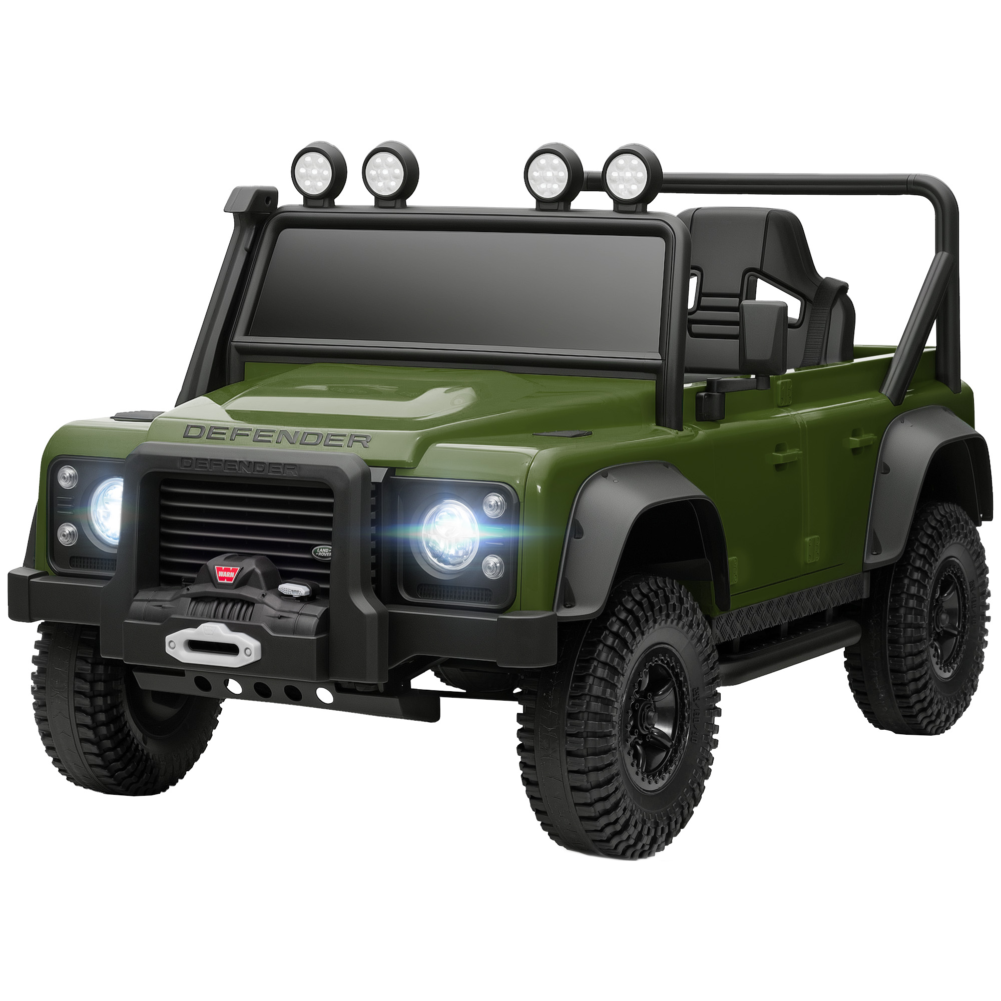 Qaba Land Rover Licensed Electric Car for Kids with Remote Control, Dual Motors, Spring Suspension, LED Lights, Green