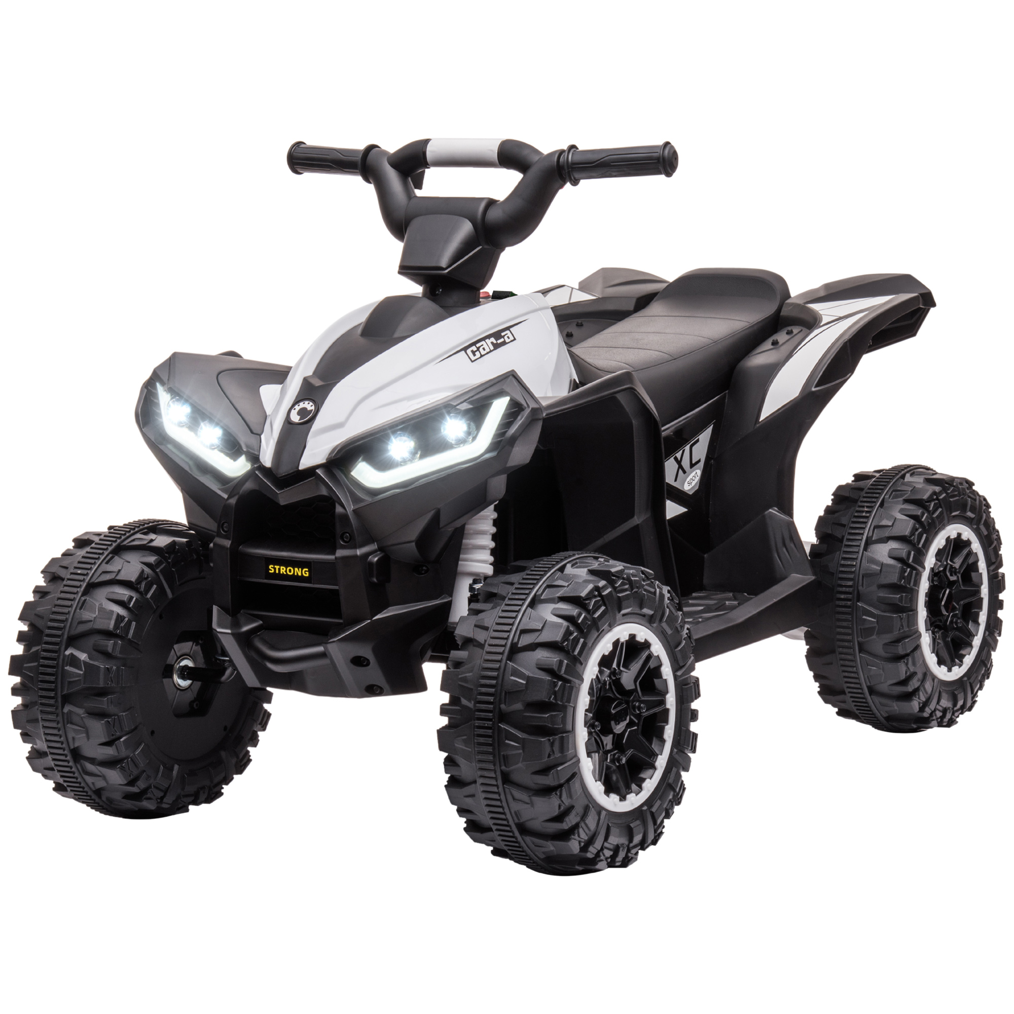 Aosom Kids ATV 4 Wheeler, 12V Kids Ride On Toy with Dual Motors, High & Low Speed, Music, Headlights, Up to 3.7 MPH, White