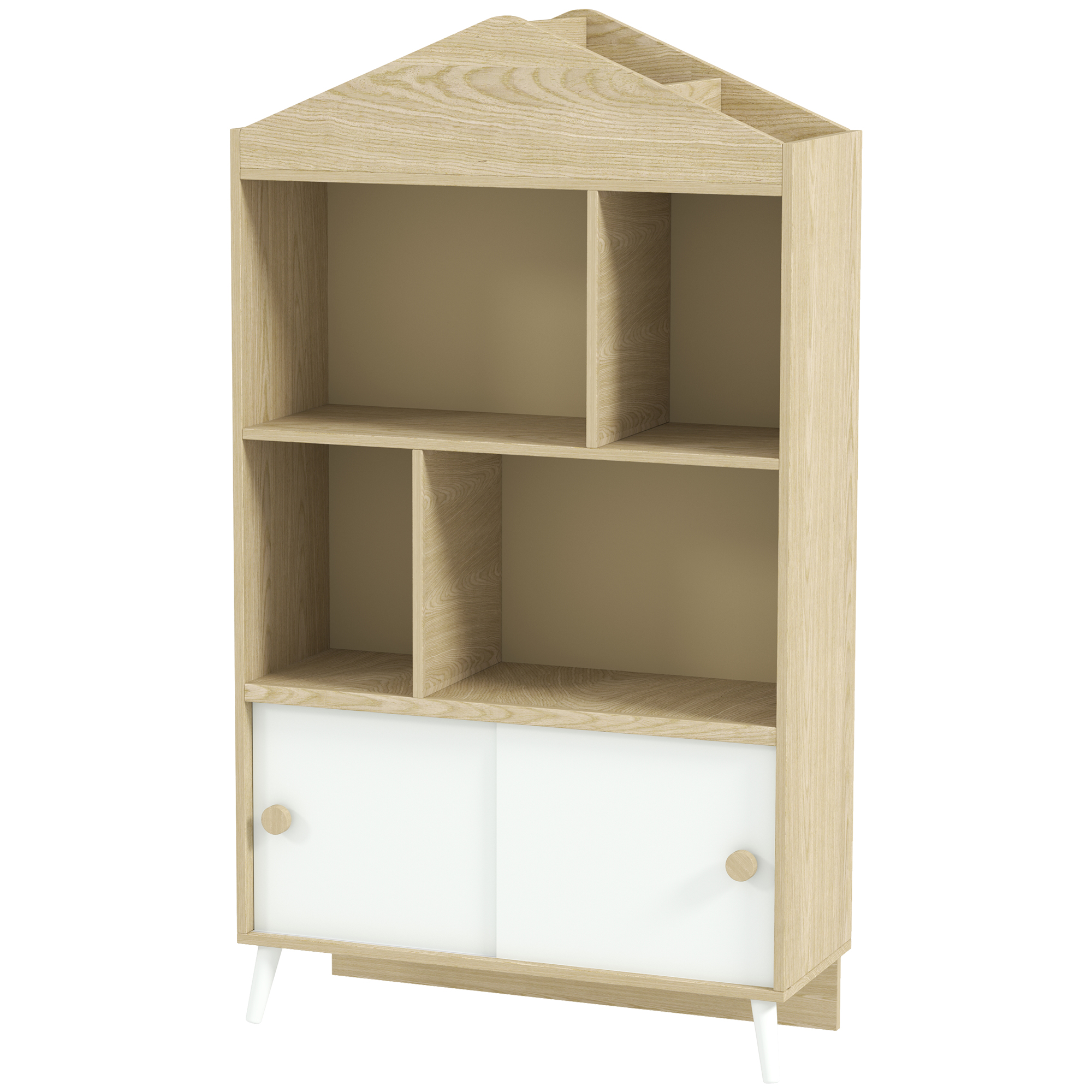 Qaba 4-Cubby Children's Toy Shelf, Kids Bookshelf and Toy Storage for Playroom, Children's Room, Liv