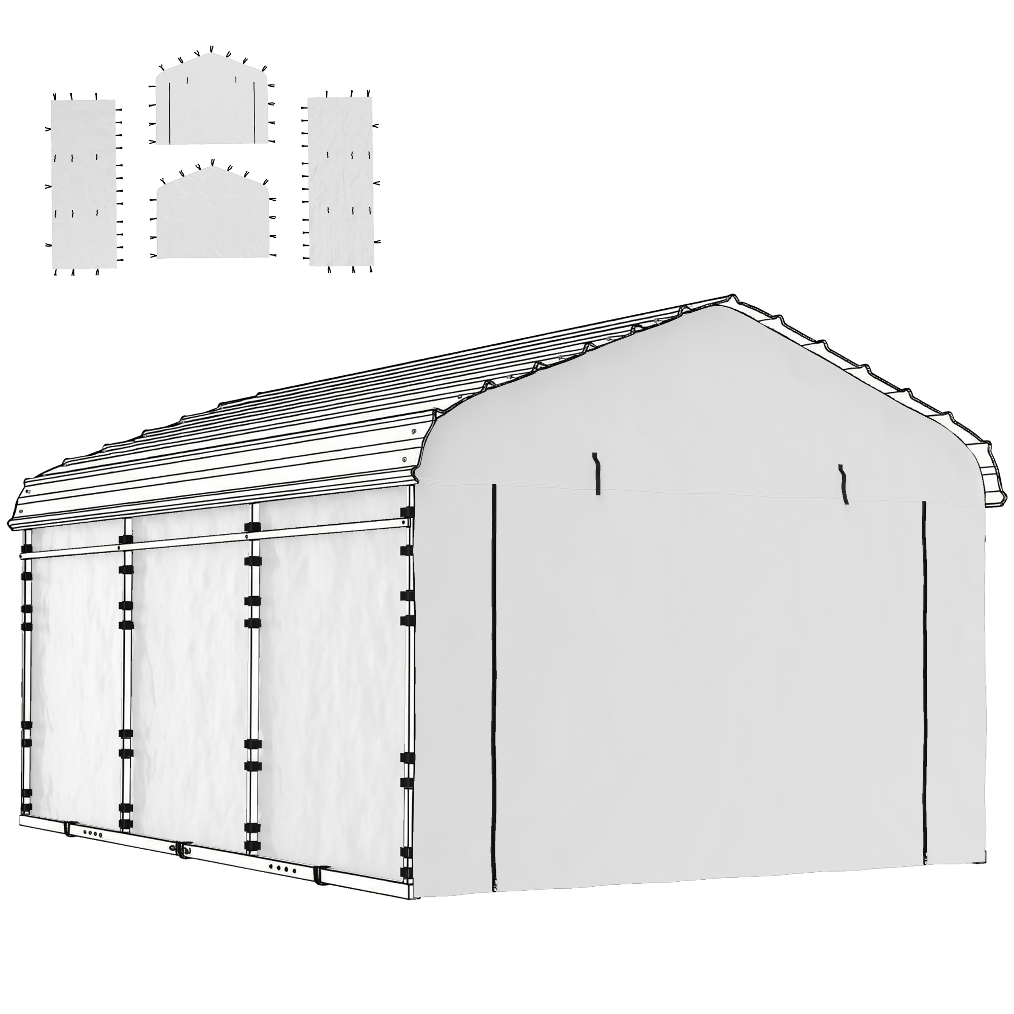 Outsunny Outsunny Carport Replacement Sidewall Panel for 12' x 20' Carports, UPF50+ Waterproof Replacement Side Wall Cover, White - $78.99 at Aosom US