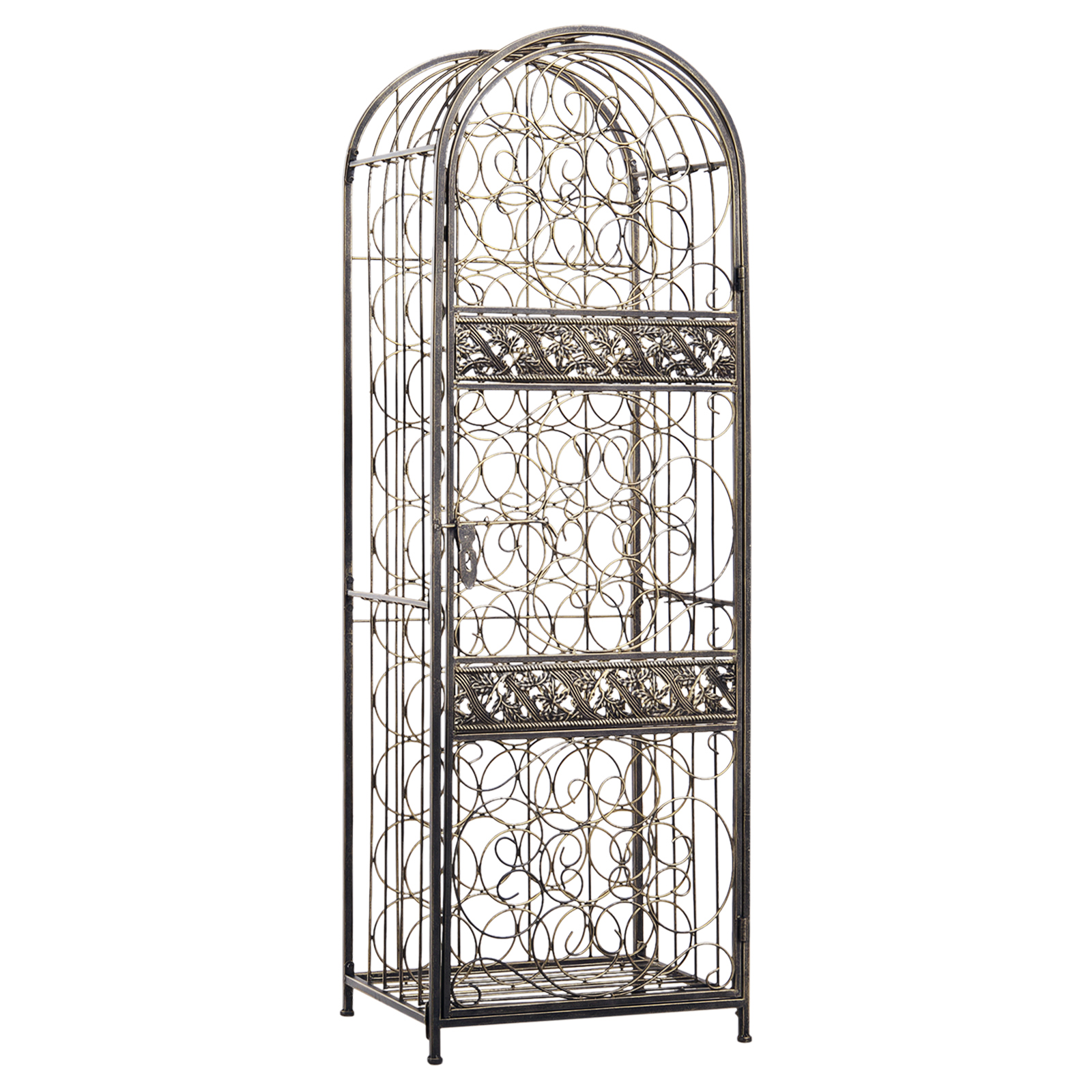HOMCOM HOMCOM Antique Bronze Floor Wine Rack, for 45 Bottles, Metal with Sliding Lock Door | Aosom.com - $99.99 at Aosom US