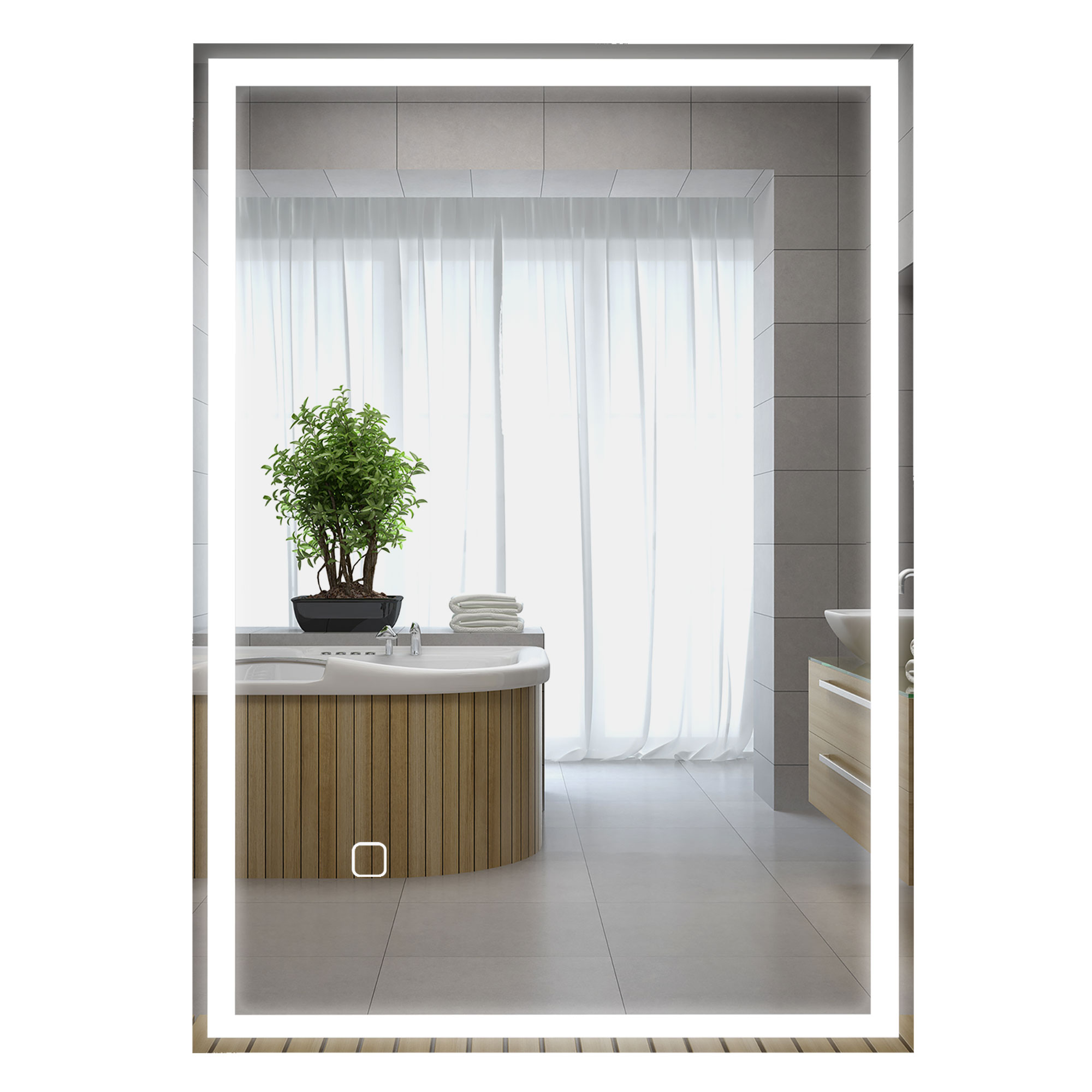 HOMCOM 32 x 24 Bathroom Mirror with LED Lights, Dimmable Makeup Mirror, Vanity Mirror with 3 Colors, Smart Touch