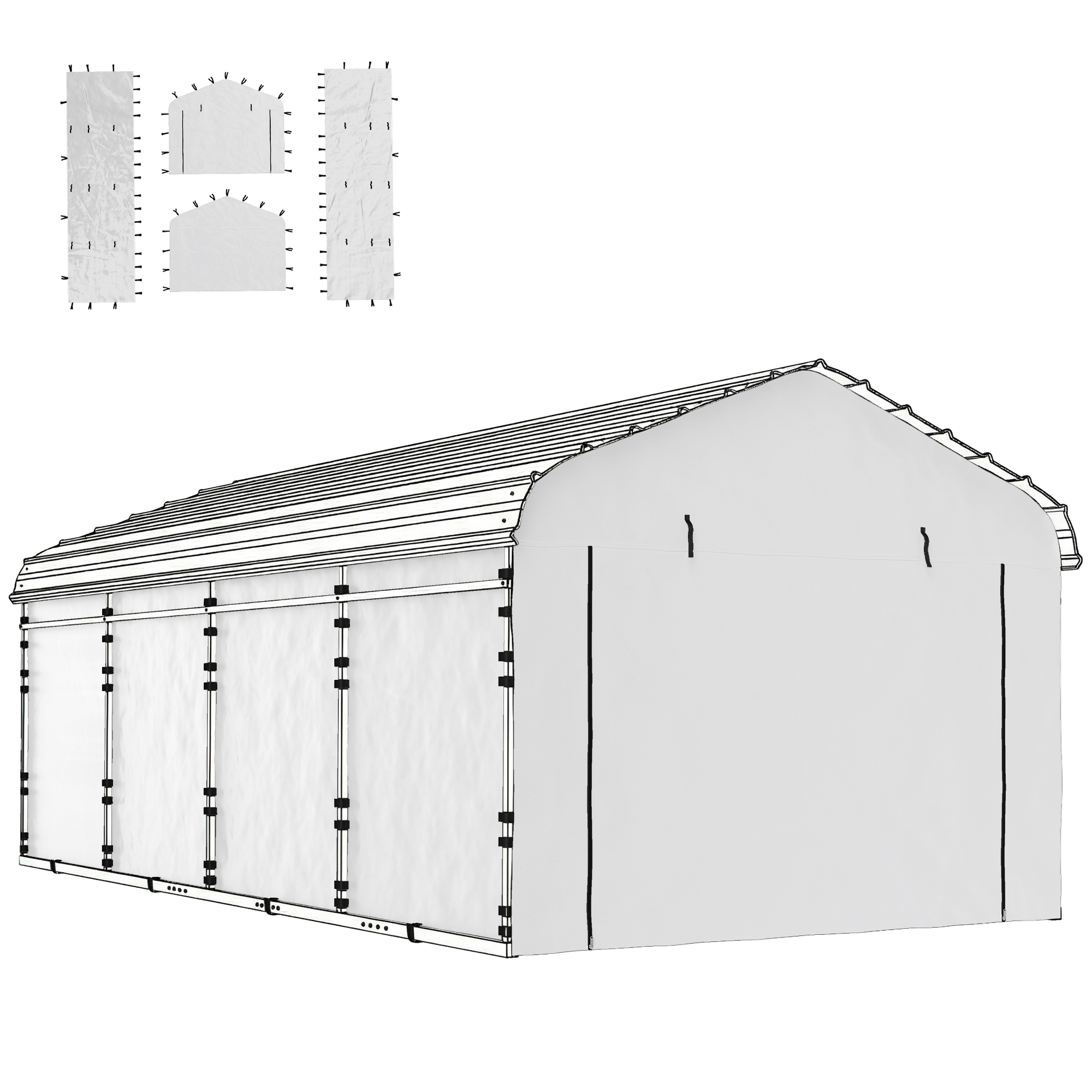 Outsunny Outsunny Carport Replacement Sidewall Panel for 10' x 15' Carports, UPF50+ Waterproof Replacement Side Wall Cover, White - $68.99 at Aosom US