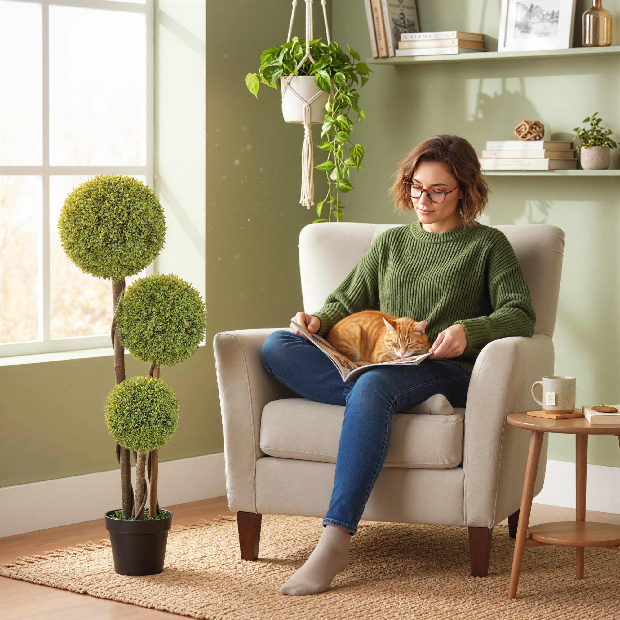HOMCOM 45 Inch Potted Fake Plant Set of 2, Artificial Boxwood Topiary Tree, Triple Ball Tree for Indoor and Outdoor, Green Aosom Canada
