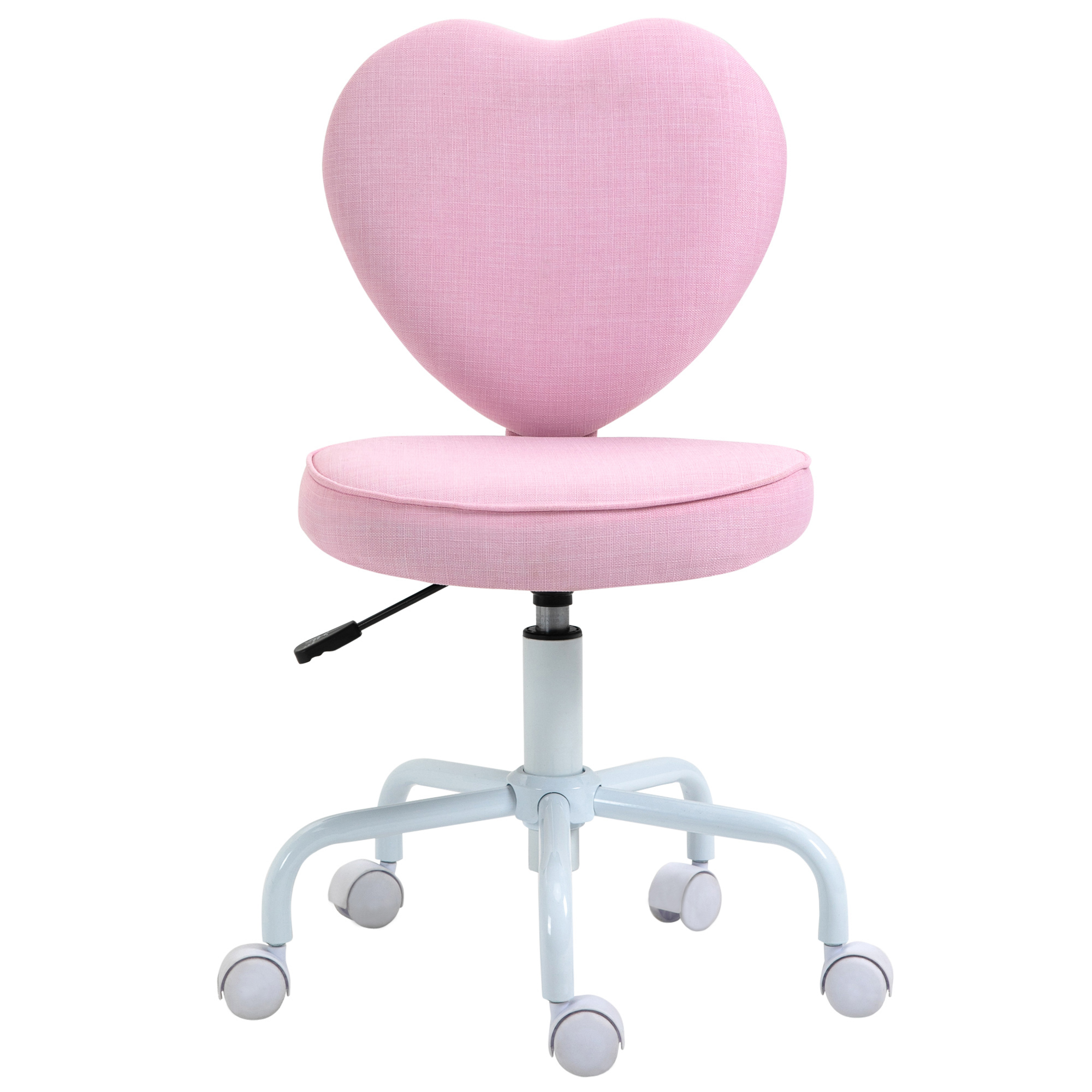 HOMCOM HOMCOM Love Shape Swivel Leisure Chair on Wheels Upholstery Home Office Computer Chair Linen Fabric Vanity Seat for Girls Women - $56.99 at Aosom US