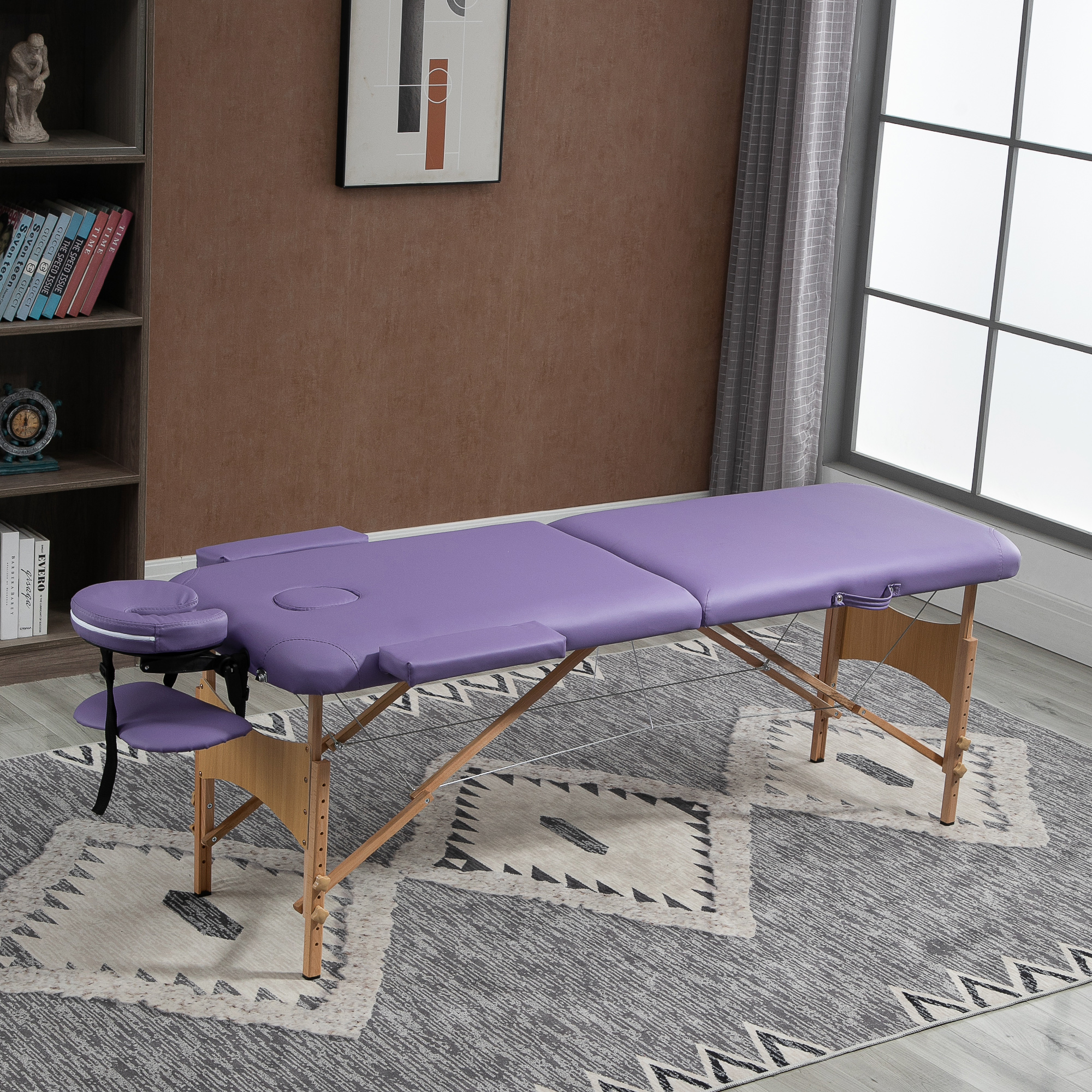 HOMCOM Portable Massage Table 72 Inch Adjustable Spa Bed Foldable Facial Couch with Carry Case Purple Aosom Canada
