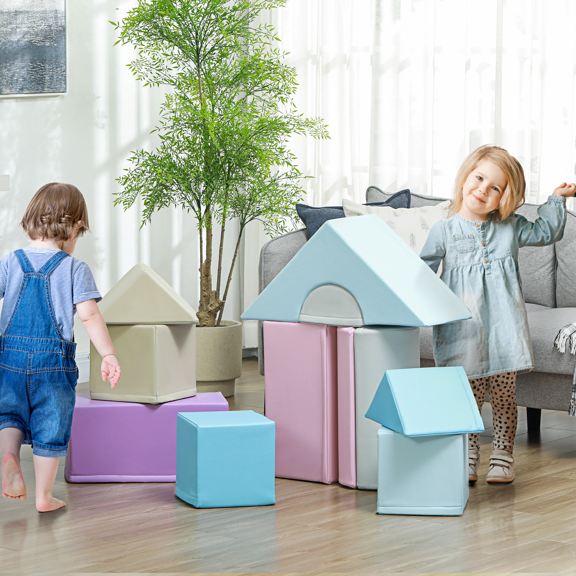 Soozier 11 Piece Soft Play Blocks Kids Climb and Crawl Gym Toy Foam Building Multicolour Aosom Canada