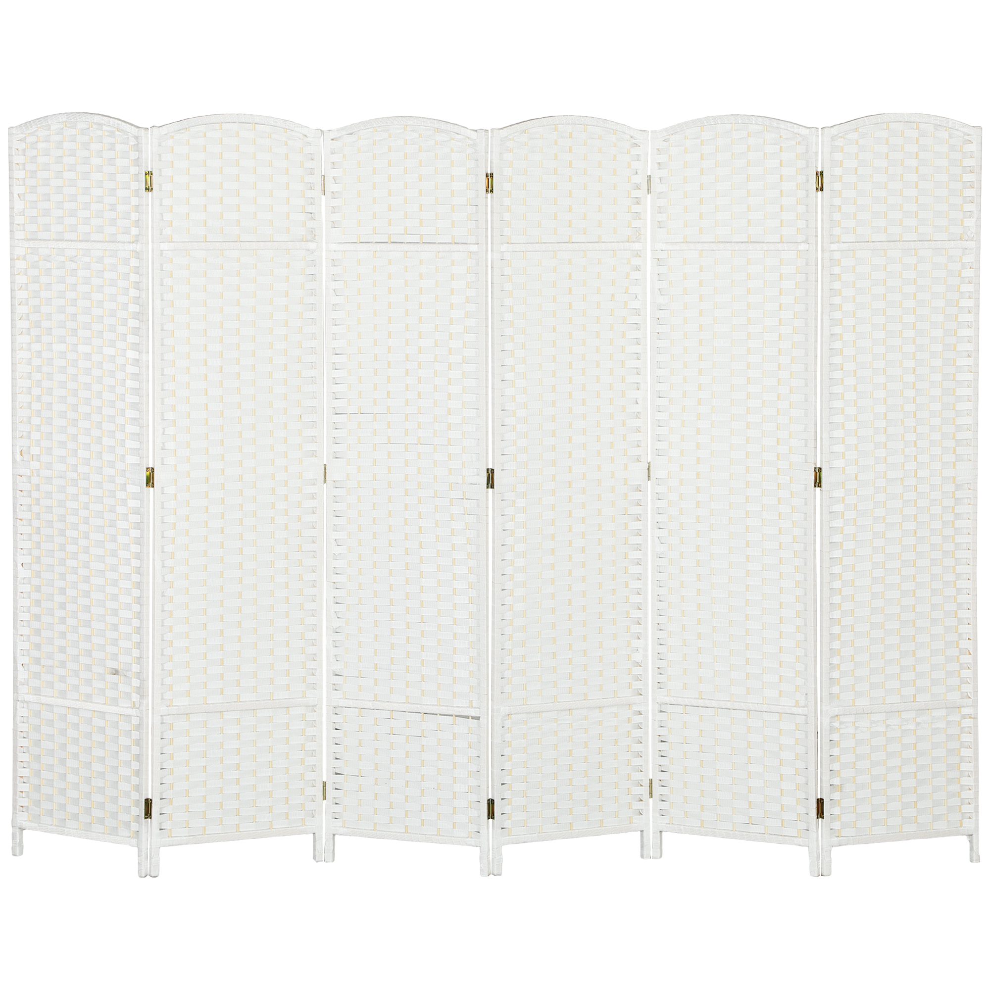 HOMCOM Folding Room Divider Screen 6 Panel 5.6 ' Tall Privacy Screen Freestanding Room Partition for Home Office, White