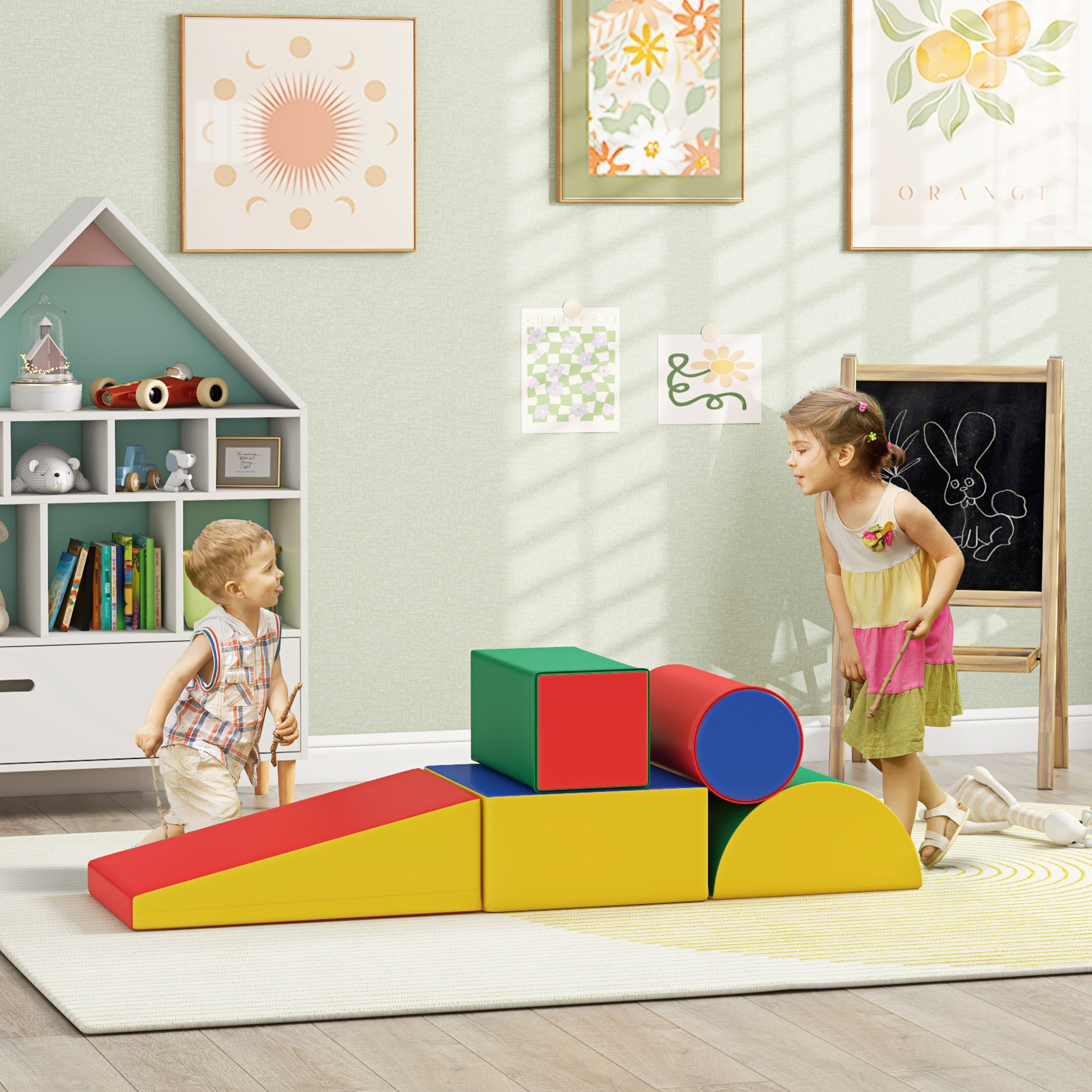 Soozier 5 Piece Climb and Crawl Activity Playset Soft Safe Foam for Toddler Learning Toy Aosom Canada
