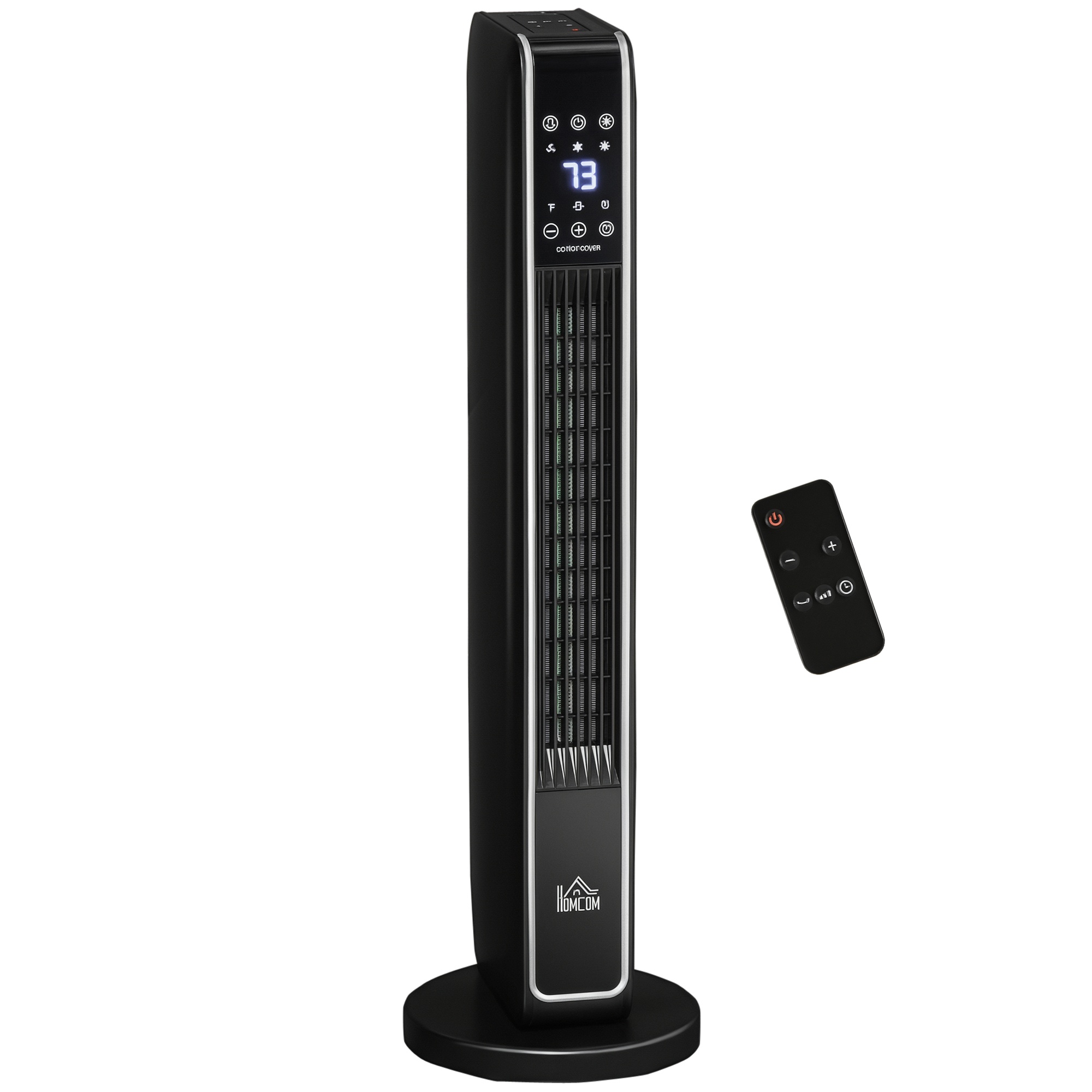 HOMCOM 2-In-1 Portable Electric Tower Heater, Oscillating Space Heater for Indoor Use with Remote Control, 8H Timer, Three Heating Modes(High, Low, Fa