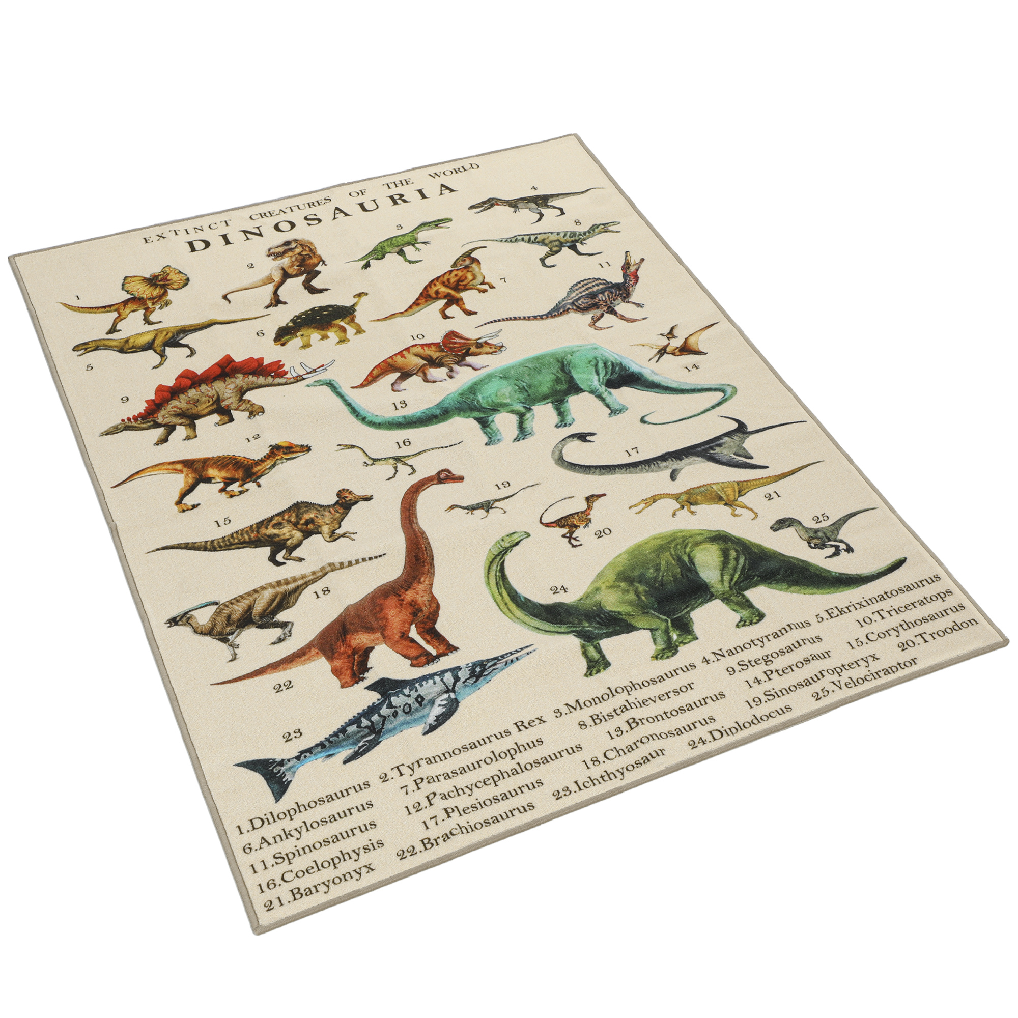 Qaba Large Play Mat 6.6' x 4.9', Crawling Mat for Toddlers, Living Room and Bedroom with Dinosaur Pattern, Khaki
