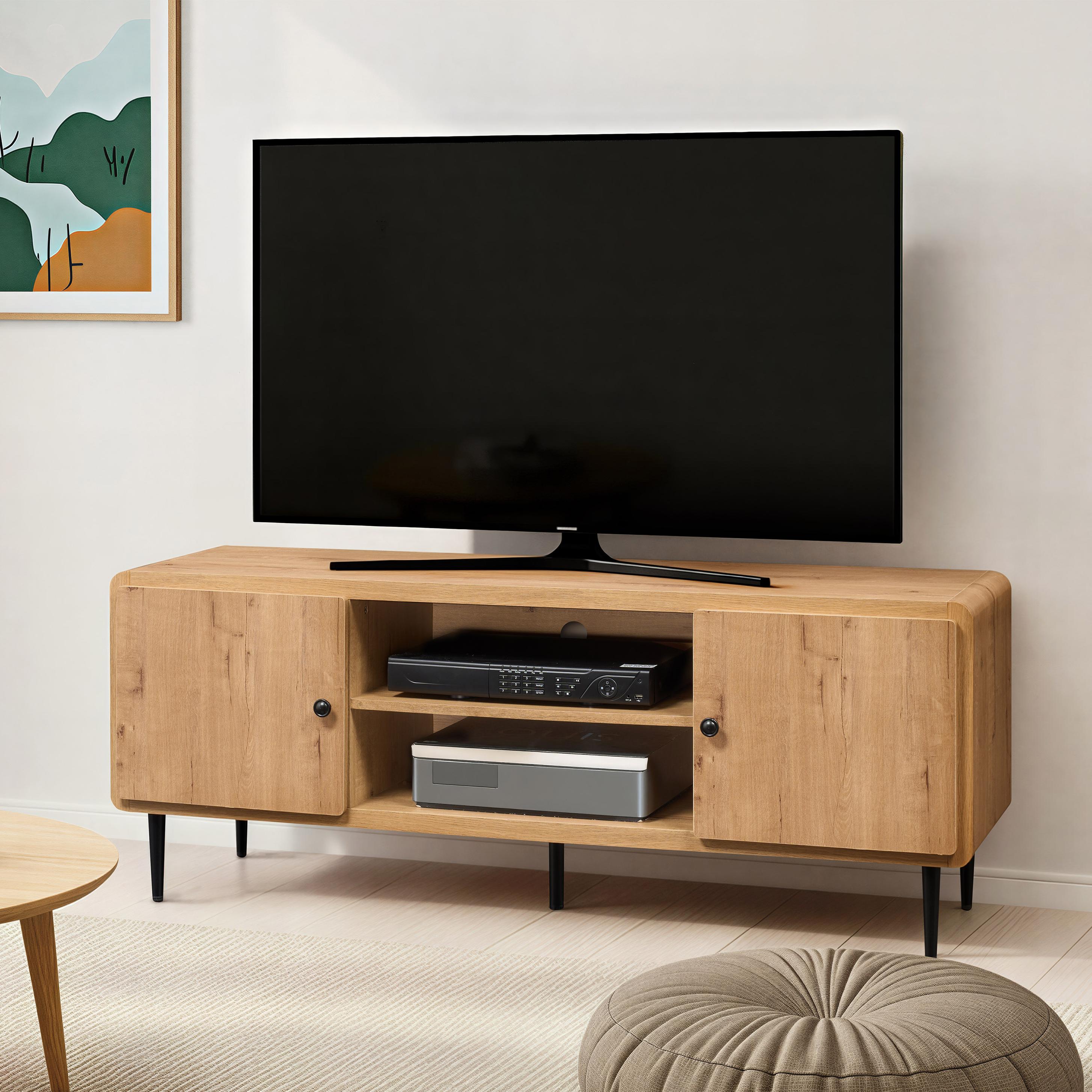RTA Furniture Products "Stylish Mid-Century TV Stand with Cable Management Hole, Modern Media Console Cabinet for Living Room, 55"" L x 16"" W x 21"" H, Oak | Aosom.com" - $195.99 at Aosom US