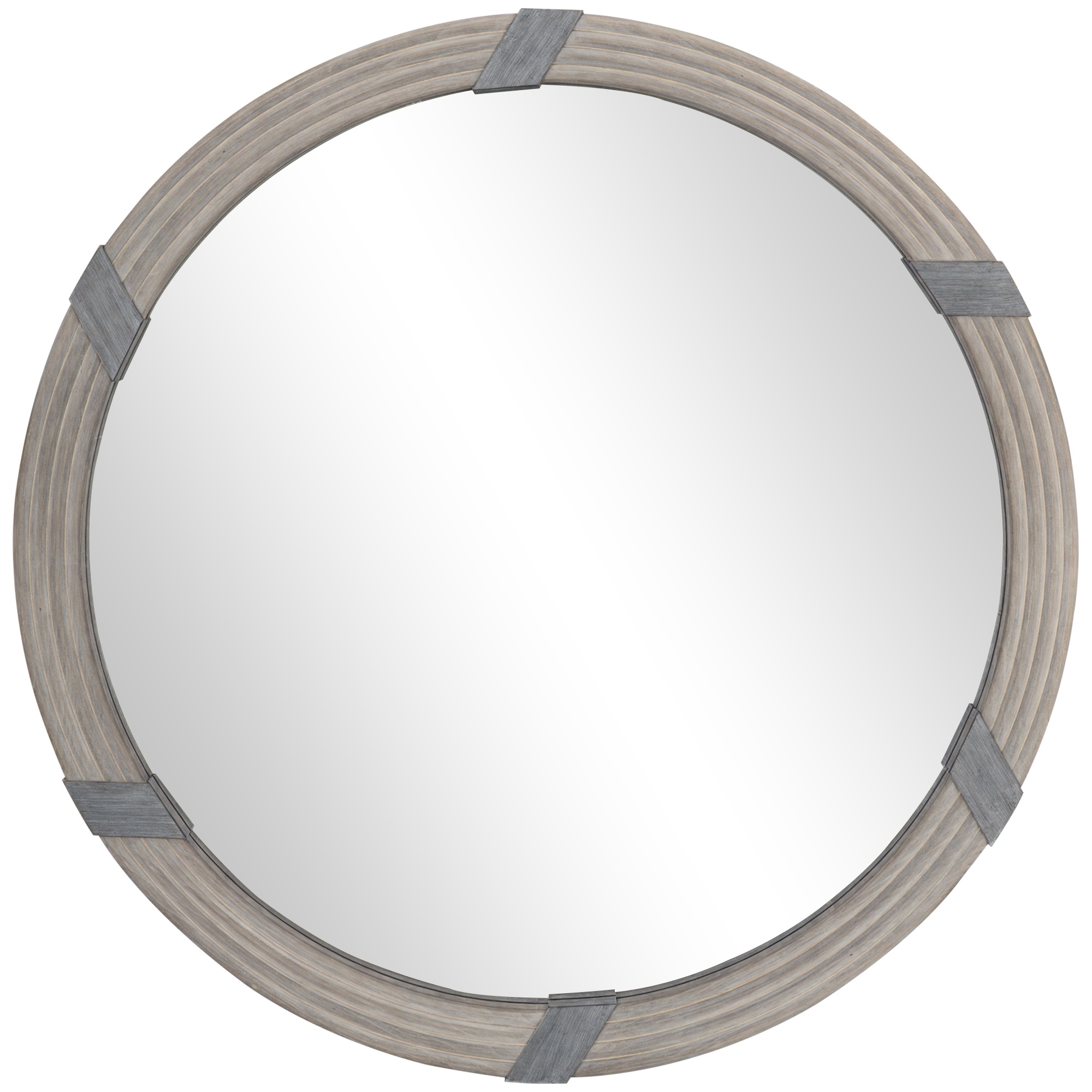 HOMCOM 30.75" Wood Wall Mirror, Farmhouse Decorative e Round Mirror for Wall Decor in Living Room, Bedroom, Natural Wood Color