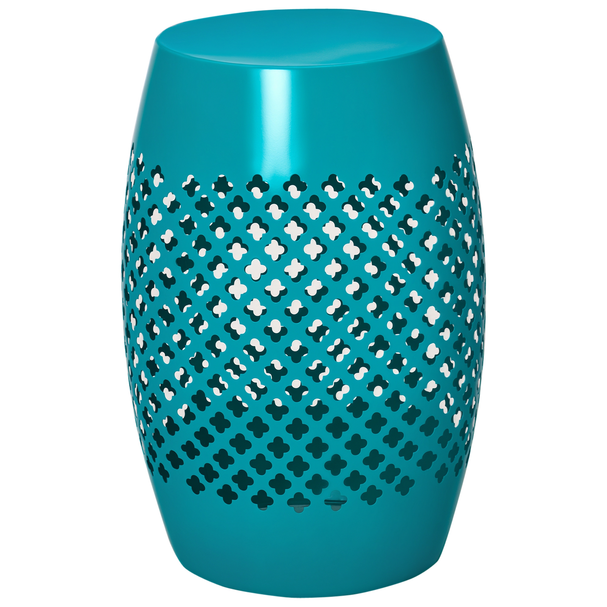 Outsunny 12" Steel Outdoor Side Table, Round Hollow Drum Patio End Table, Accent Table for Indoor and Outdoor, Blue