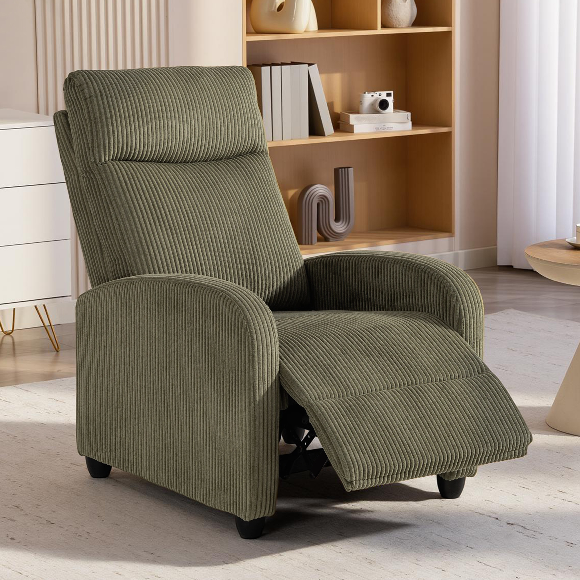 HOMCOM Fabric Recliner Chair Manual Home Theater Seating Single Reclining Sofa Chair with Padded Seat for Living Room Aosom Canada
