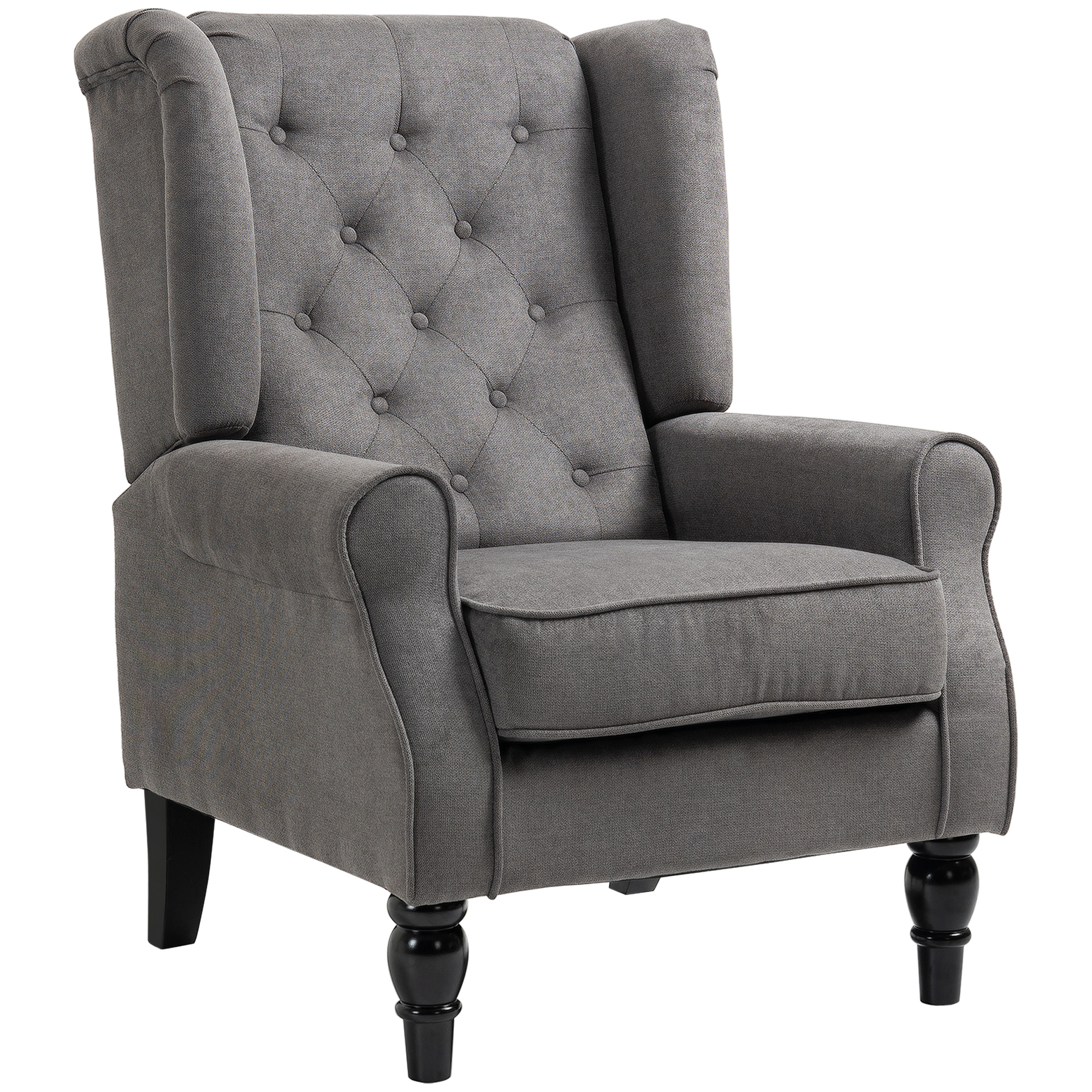 HOMCOM Button-Tufted Accent Chair Dark Gray with Round Armrests & Wood Legs for Living Room | Aosom.com
