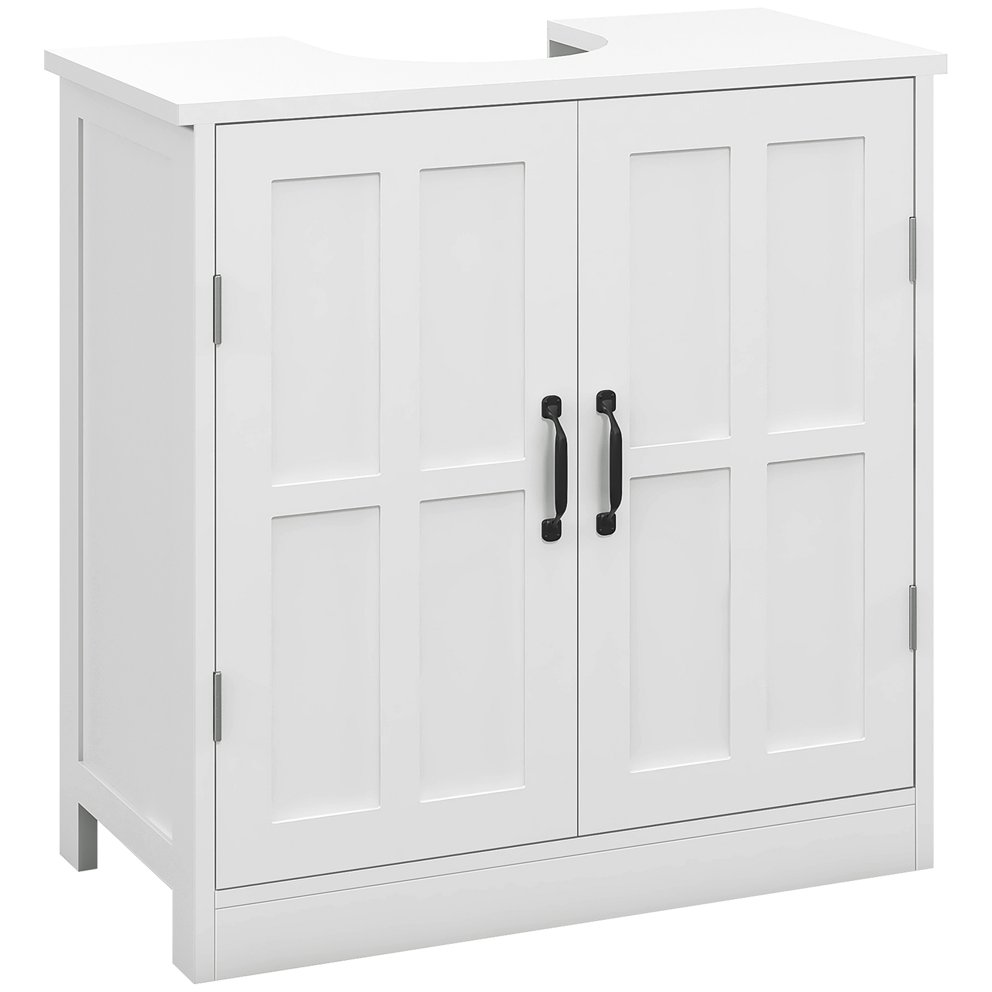 kleankin Bathroom Sink Cabinet, Pedestal Sink Cabinet with Adjustable Shelf, White