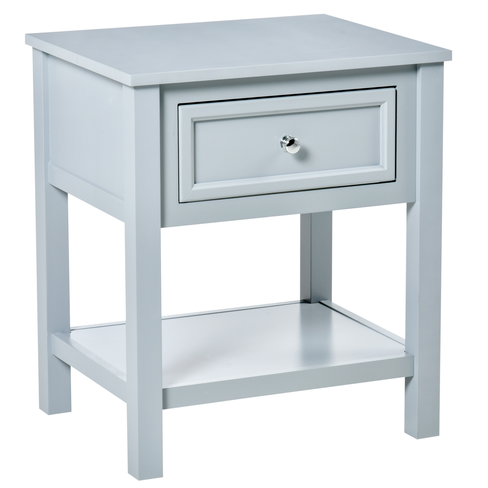 HOMCOM Sofa Side Table, Accent End Table with Storage Drawer and Bottom Shelf for Living Room,Gray