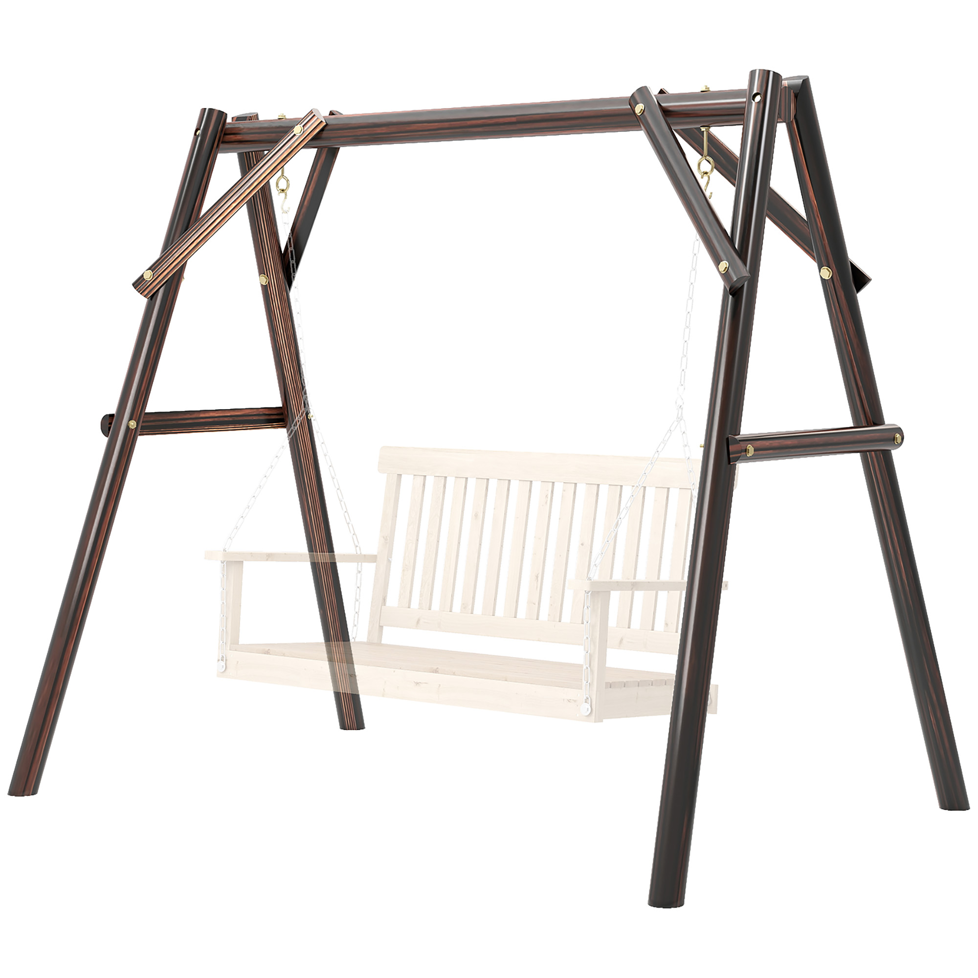 Outsunny 660 lbs Porch Swing Frame, A-Frame Hanging Chair Stand Only for DIY Painting, Swing Chair Stand for Backyard, Patio