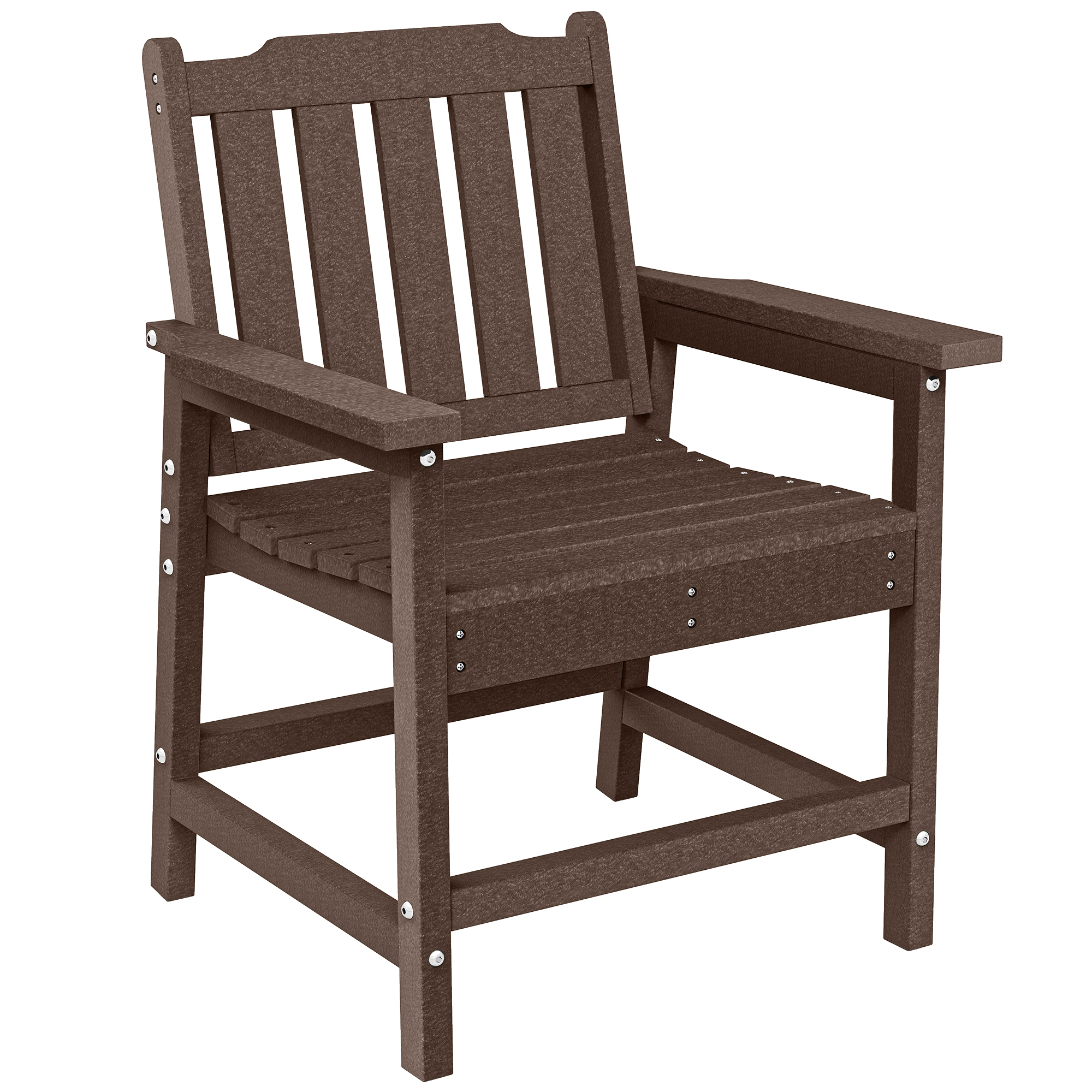 Outsunny All-Weather Patio Chair, HDPE Patio Dining Chair, Heavy Duty Wood-Like Outdoor Furniture for Garden, Backyard, Deck, Porch, Lawn, Brown