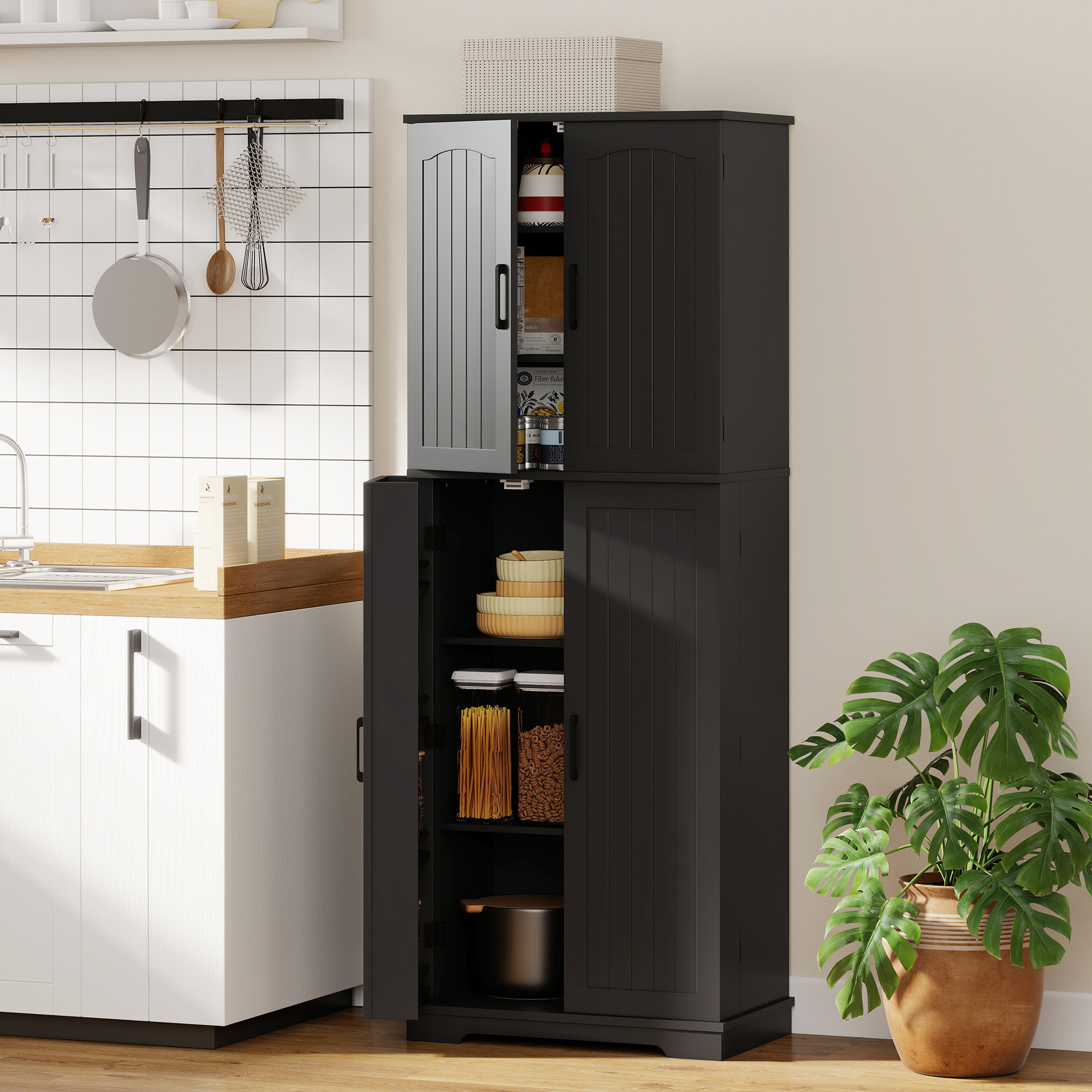 HOMCOM 64" Tall Kitchen Pantry Cabinet, Kitchen Storage Cabinet with Door Spice Racks, Adjustable Shelves and Anti-Tip Kit Aosom Canada