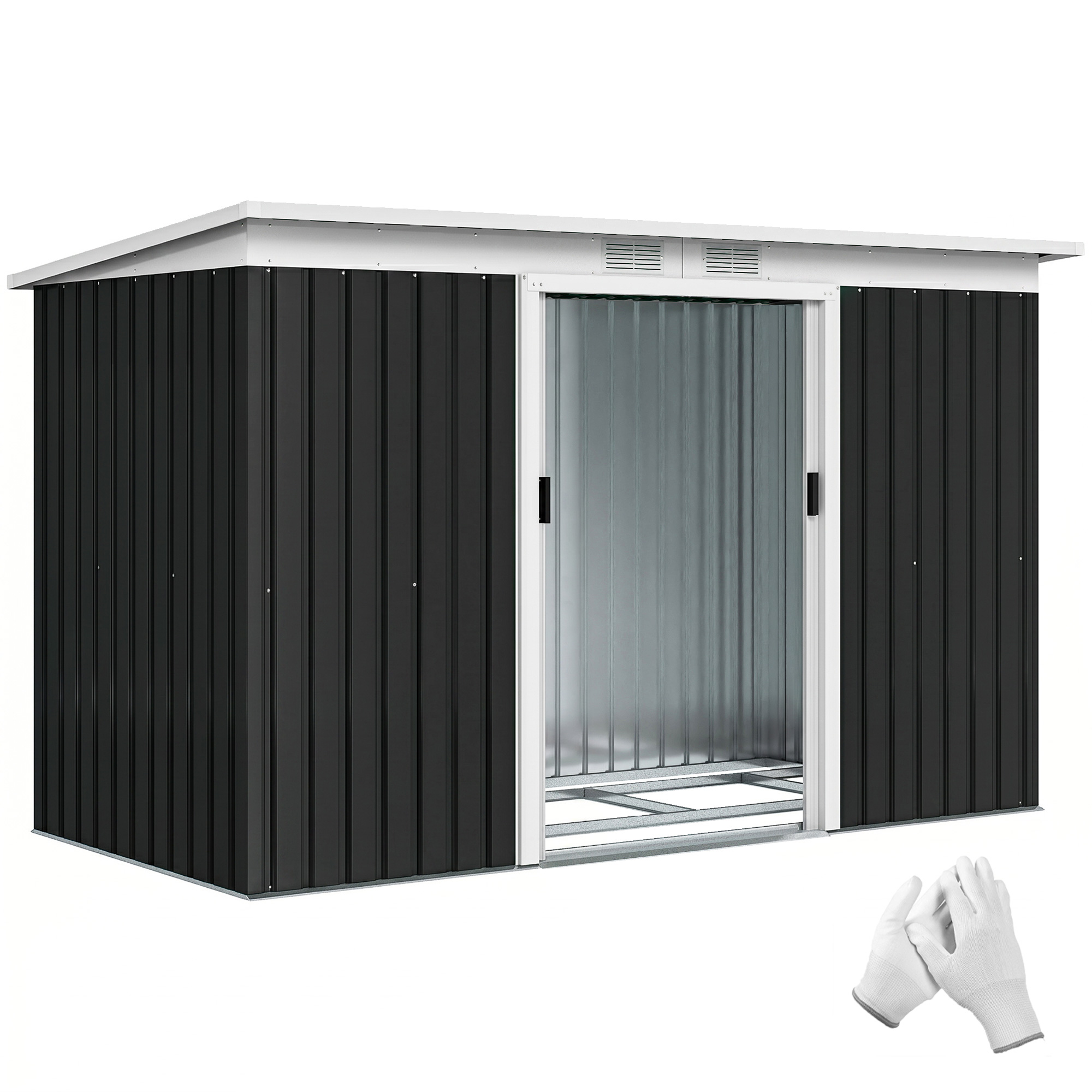 Outsunny Outsunny Metal Utility Shed 9x4 Lockable Garden Tool Shed for Backyard Patio Lawn Garage | Aosom.com - $316.99 at Aosom US
