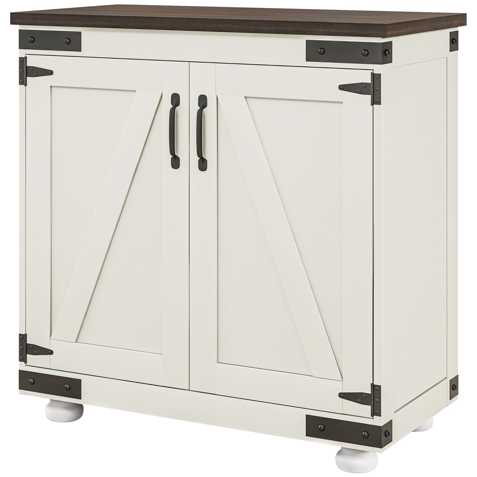 HOMCOM Kitchen Sideboard, Buffet Cabinet with Barn Door and Adjustable Shelf, Distressed White