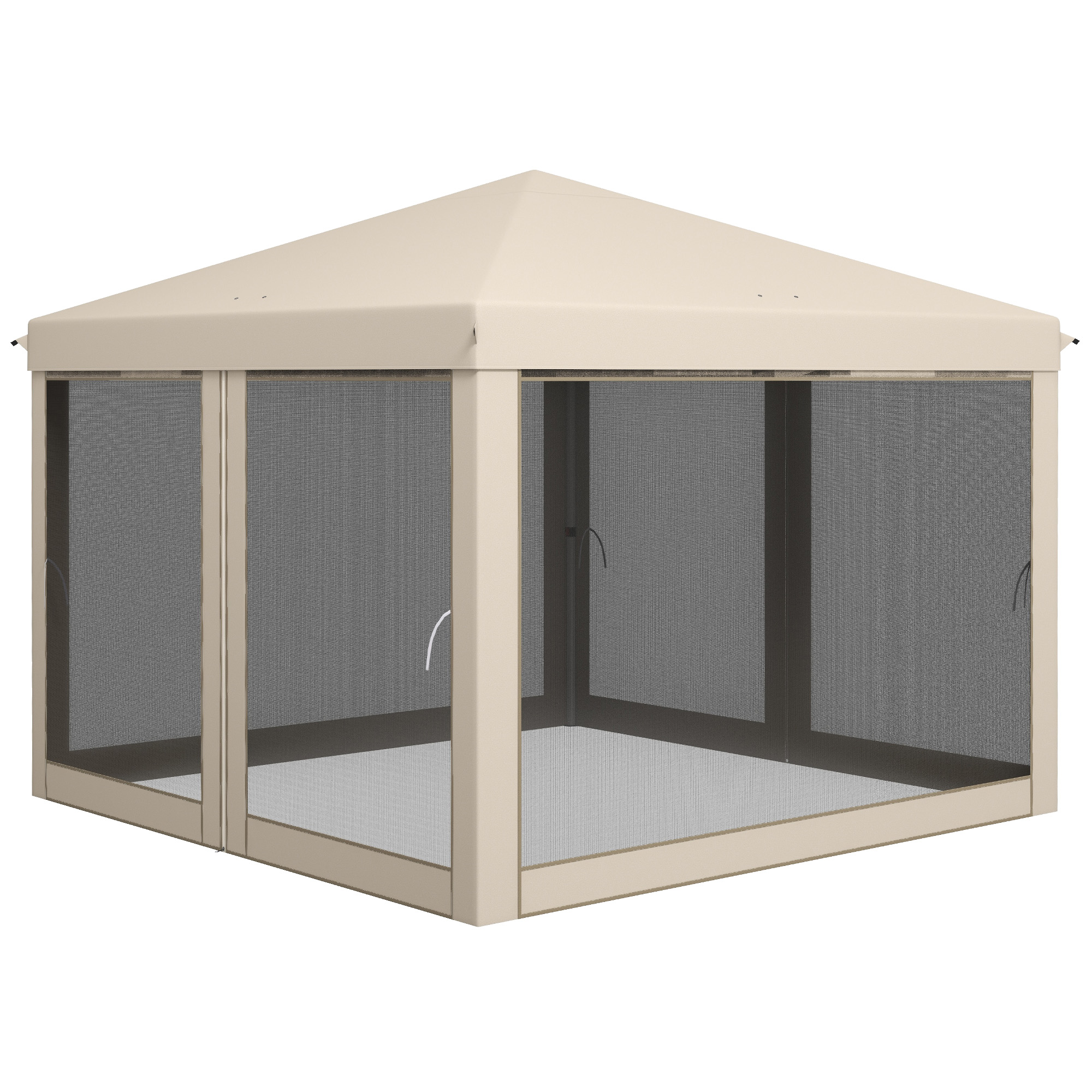 Outsunny 10' x 10' Pop Up Canopy Tent with Mesh Sidewalls, Height Adjustable, Transport Carrying Bag for Backyard Garden Patio