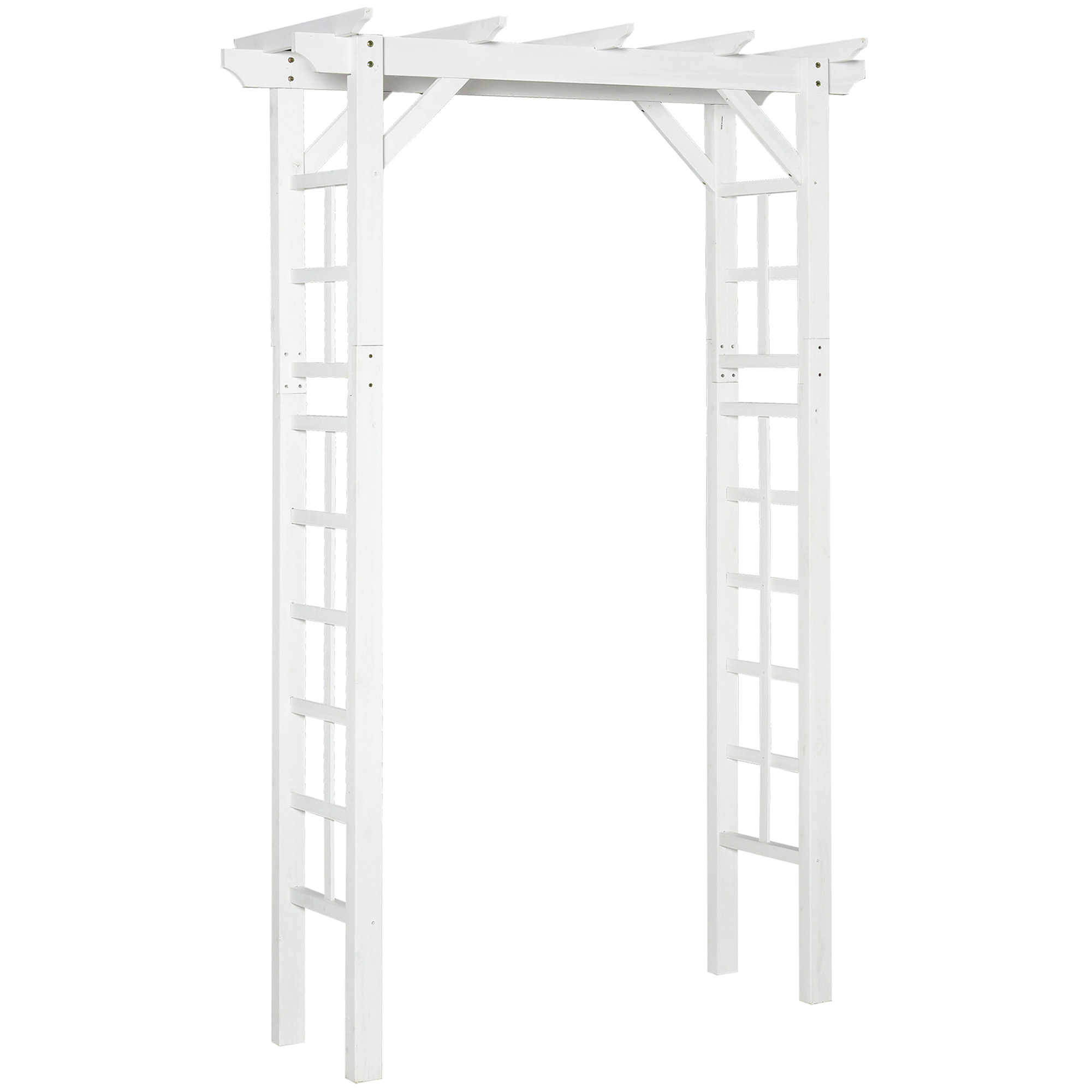 Outsunny 85" Wooden Garden Arbor for Wedding and Ceremony, Outdoor Garden Arch Trellis for Climbing Vines - White