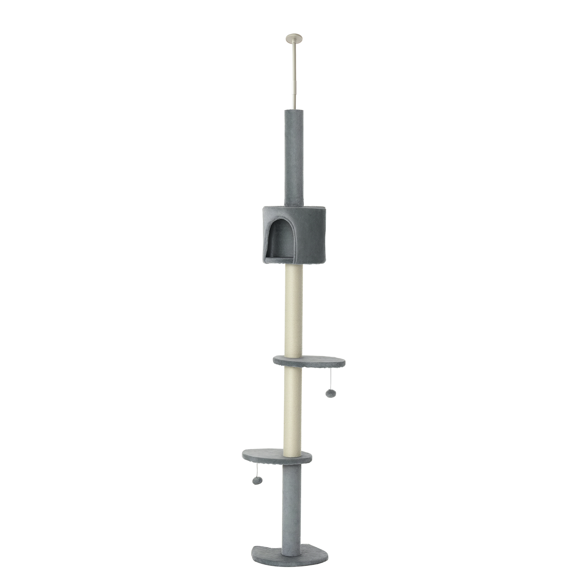 PawHut PawHut Cat Tree, Adjustable Floor-to-Ceiling with Condo, Gray | Aosom.com - $53.99 at Aosom US
