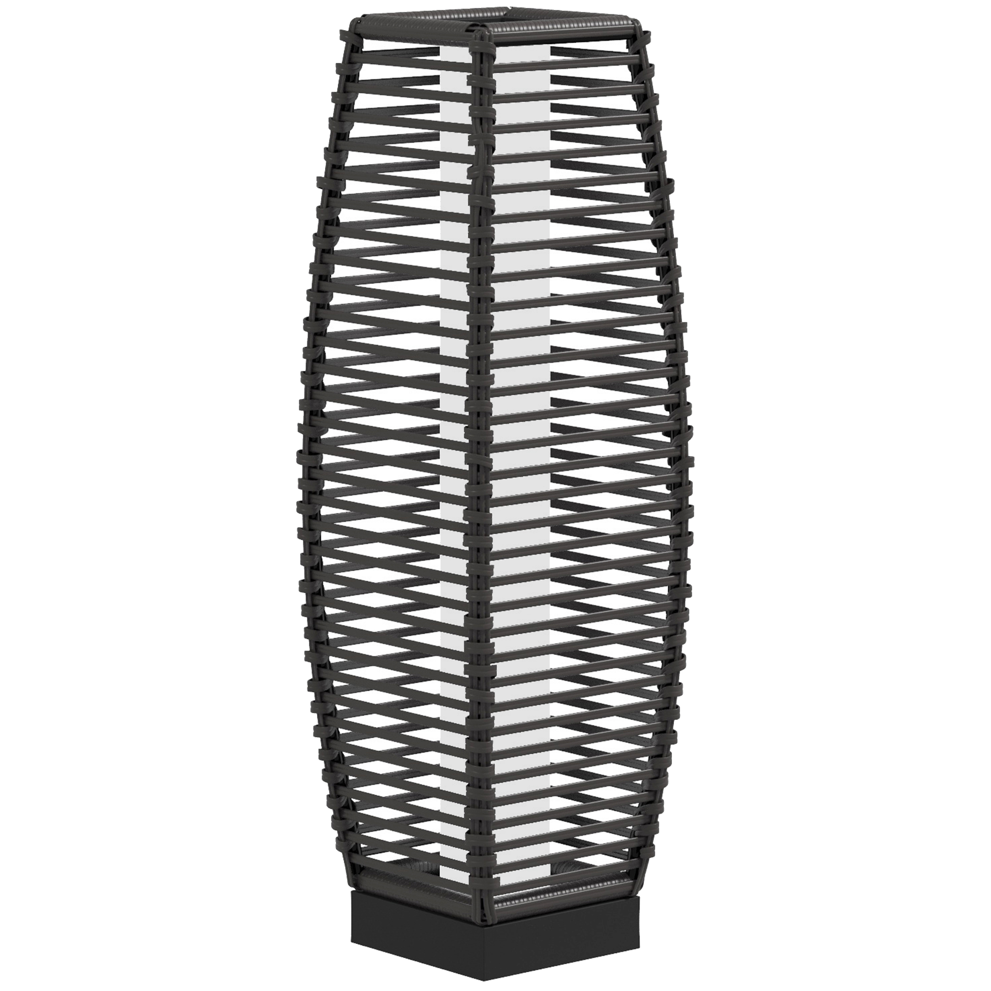Outsunny Solar Floor Lamp, Outdoor Rattan Garden Lantern Pathway Light & Decorative Driveway Lighting with Auto LED Lights, Gray