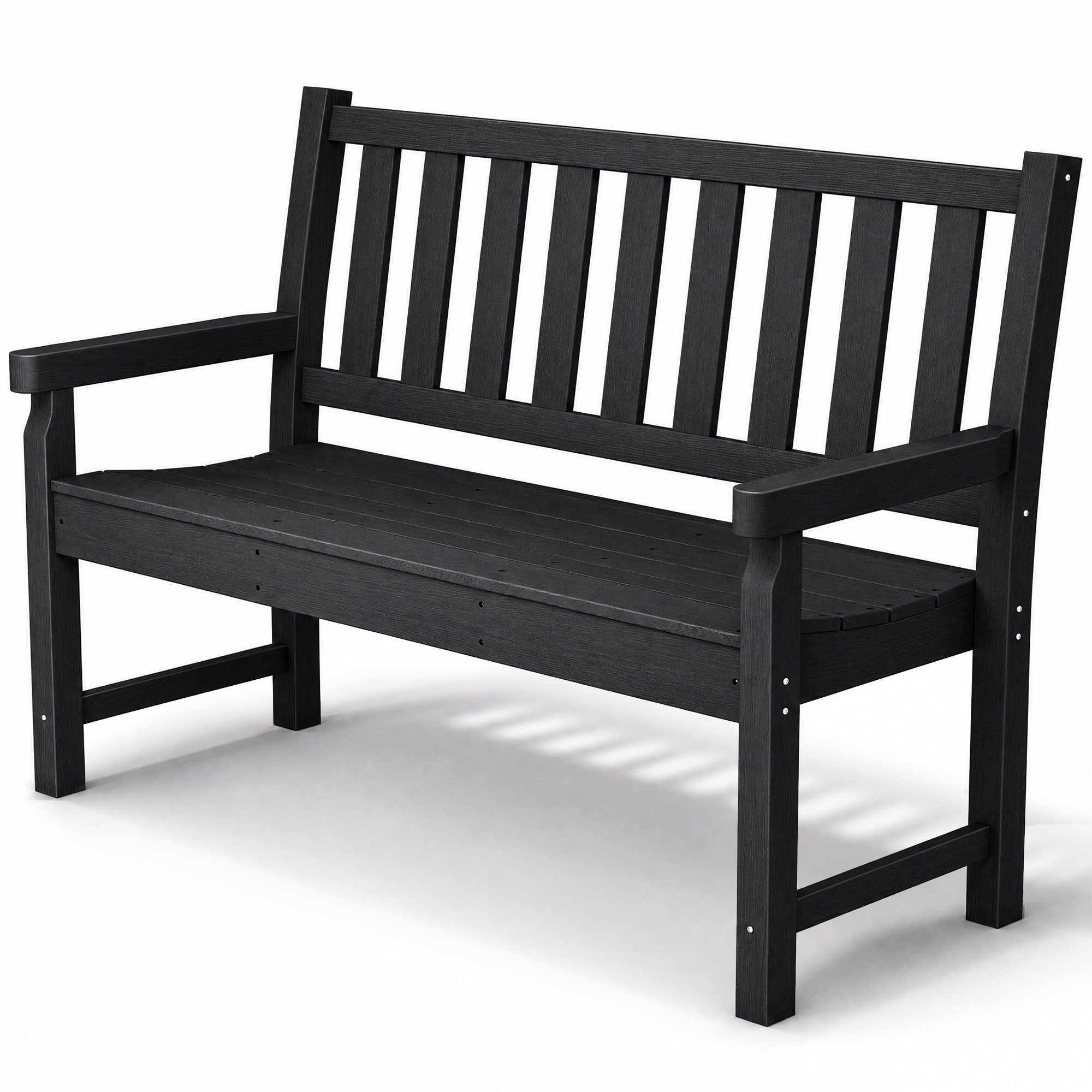 Outsunny Outsunny 2-Person Garden Bench, HDPE Outdoor Bench with 530 lbs Capacity, Curved Seat for Backyard, Park, Porch, Lawn, Black - $175.99 at Aosom US