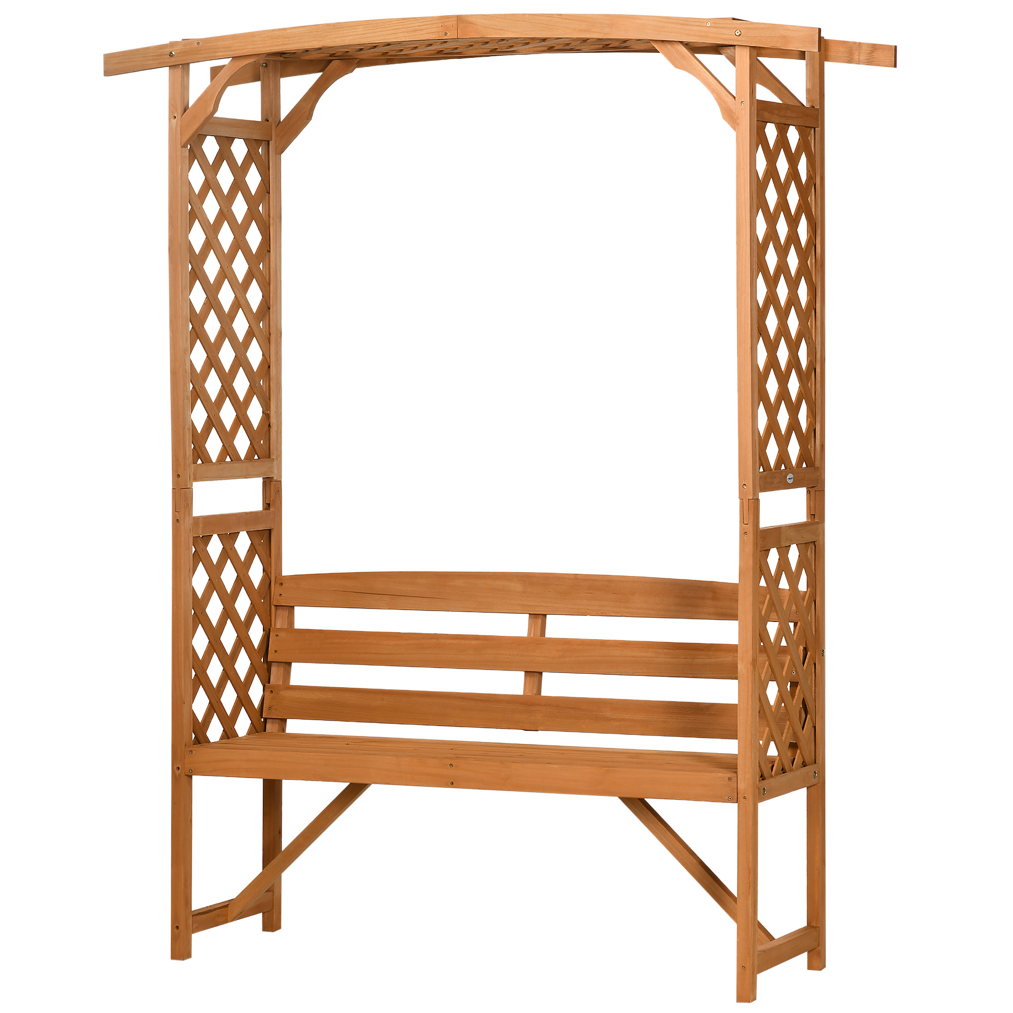 Outsunny Patio Garden Bench, Wooden Bench, Outdoor Bench for Vines/Climbing Plants, Brown