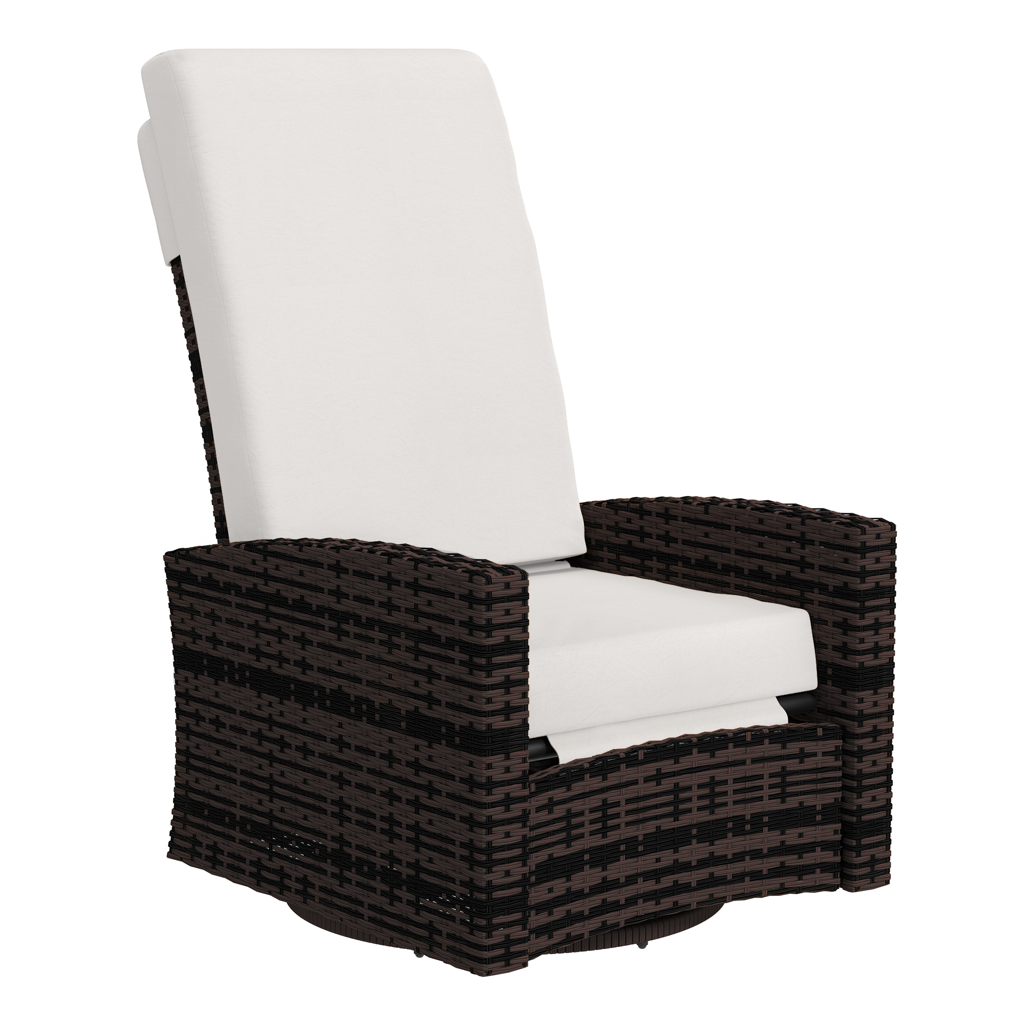 Outsunny Outdoor Wicker Swivel Recliner Chair, Lifting Footrest, 360&deg; Rotating Basic, Water-resistant Cushions, Khaki