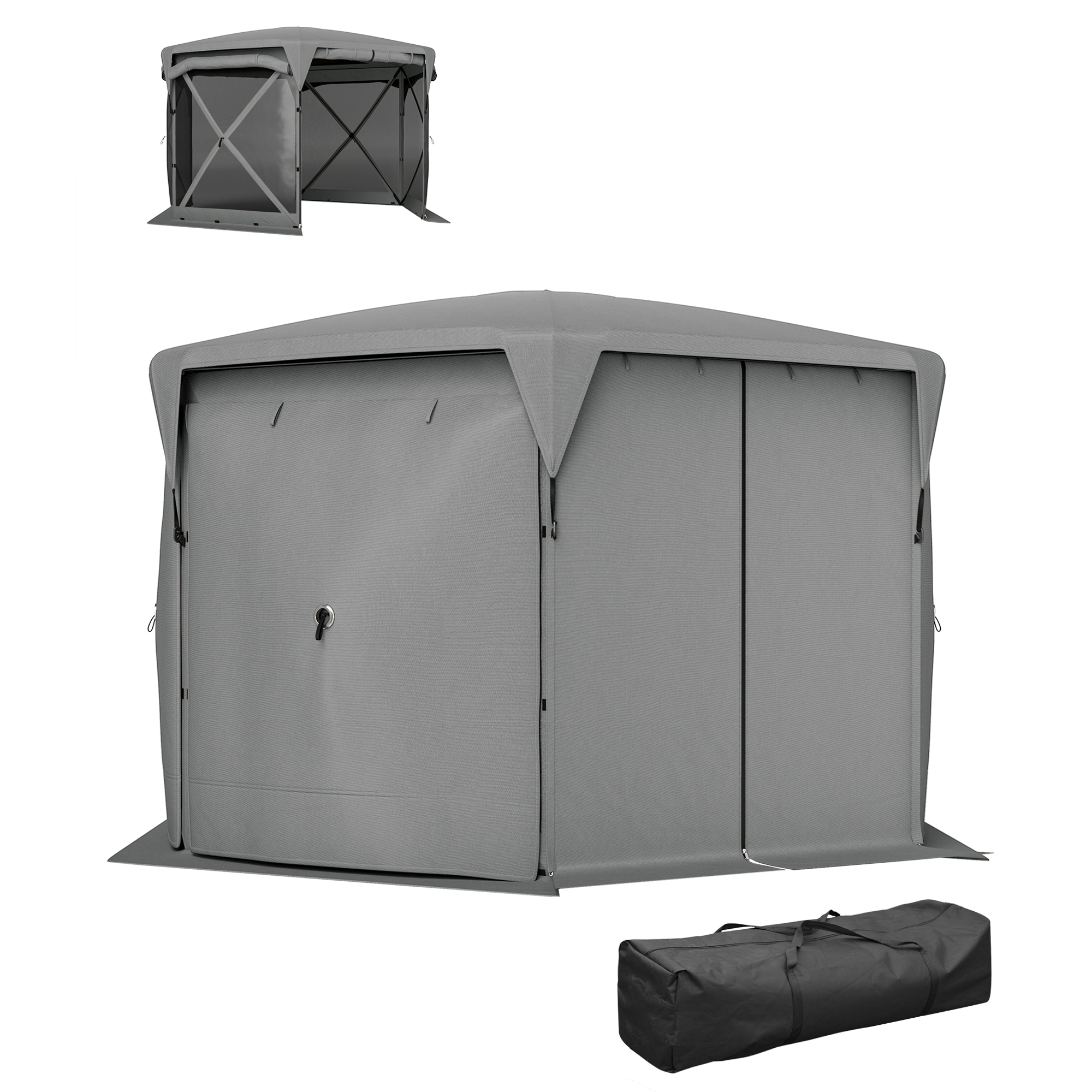 Outsunny 11 x 11ft Pop Up Gazebo Screen Tent with Removable Roof Cover, Roll-up Wind Panels for Camp