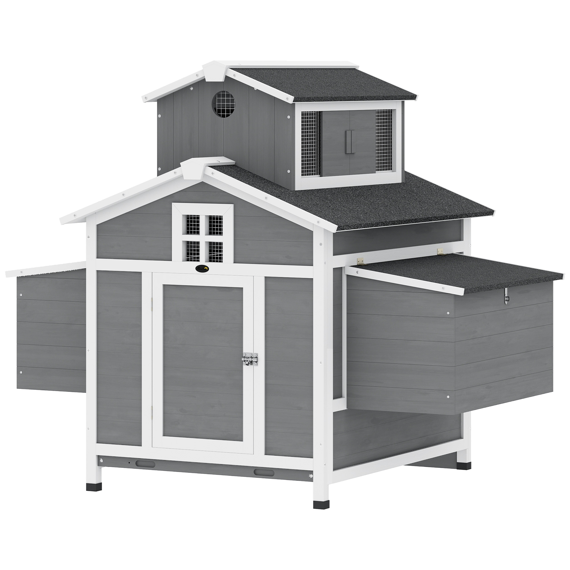 PawHut Chicken Coop for 2 Chickens, Wooden Hen House with Nesting Box, Pull-Out Tray, Ventilation Windows