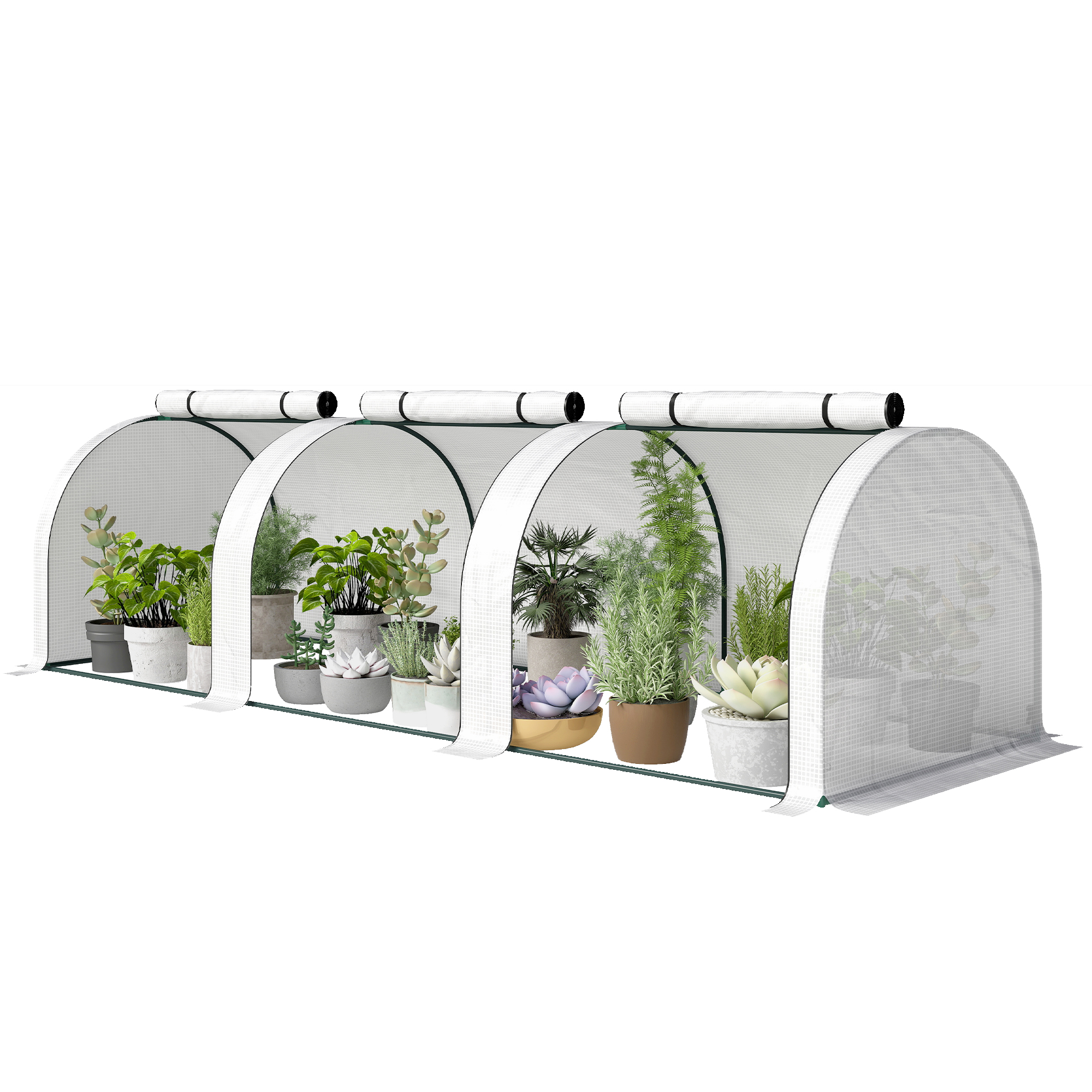 Outsunny Outsunny 9.7' L x 3' W x 2.5' H Portable Tunneled Greenhouse with 3 Zippered Doors, Water/UV Fighting PE Cover, White - $41.99 at Aosom US