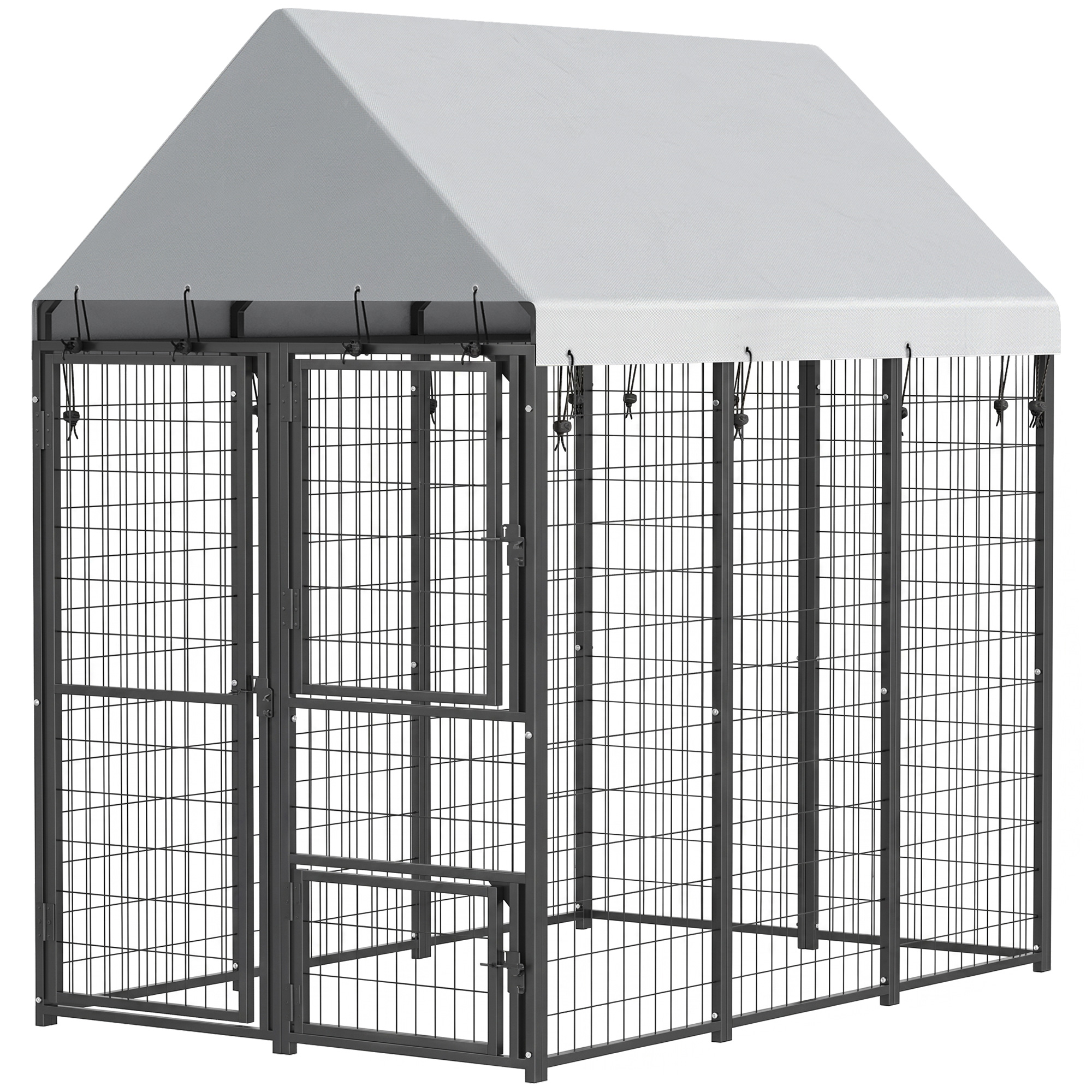 PawHut Large Dog Kennel Outdoor with Roof, 3 Doors, Expandable Heavy Duty Dog Kennel Dog Run for All Breed Sizes, 6' x 4' x 6'