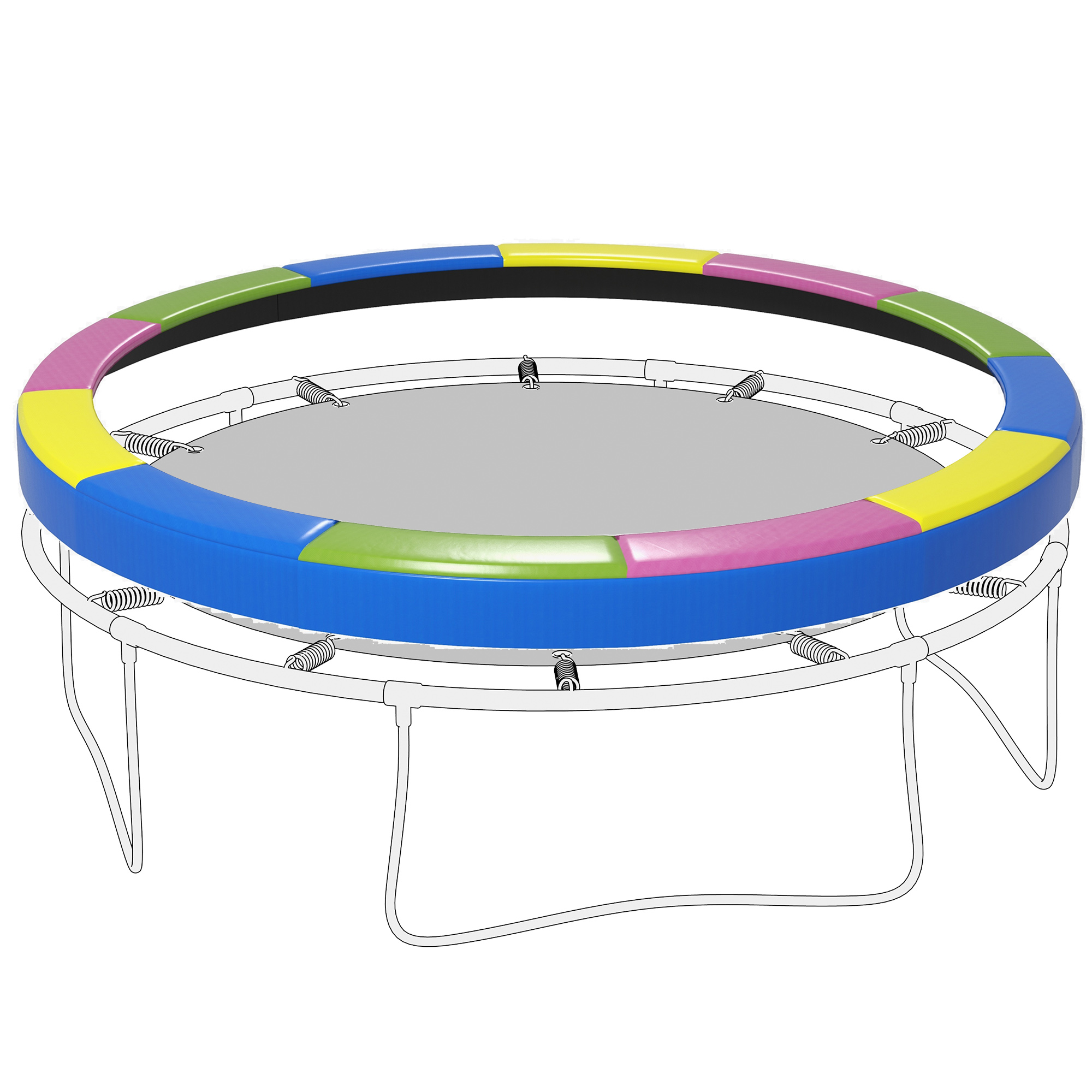 Soozier 14FT Trampoline Spring Cover, Safety Trampoline Pad Replacement, Waterproof & Tear-Resistant, Trampoline Accessories, Multi-Color