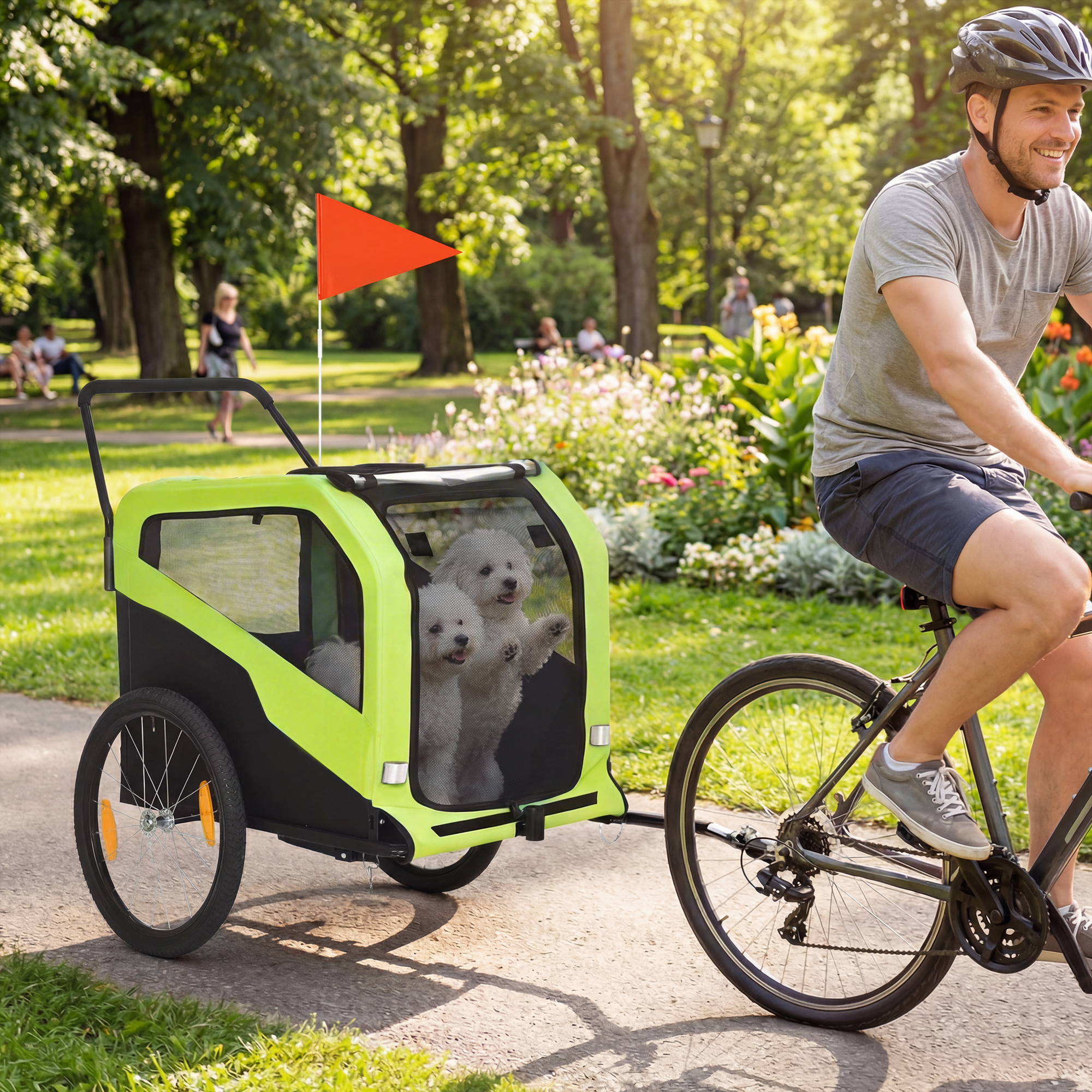 Aosom 2-in-1 Large Green Dog Bike Trailer Pet Carrier Stroller for Cycling Outdoor Travel Aosom Canada